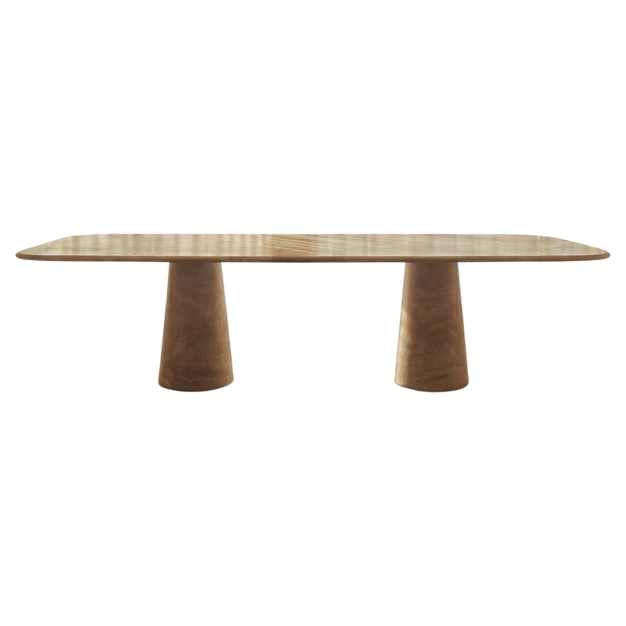 Large Travertine Rectangle Dining Table, in the Style of 1970 Angelo Mangiarotti