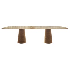Large Travertine Rectangle Dining Table, in the Style of 1970 Angelo Mangiarotti
