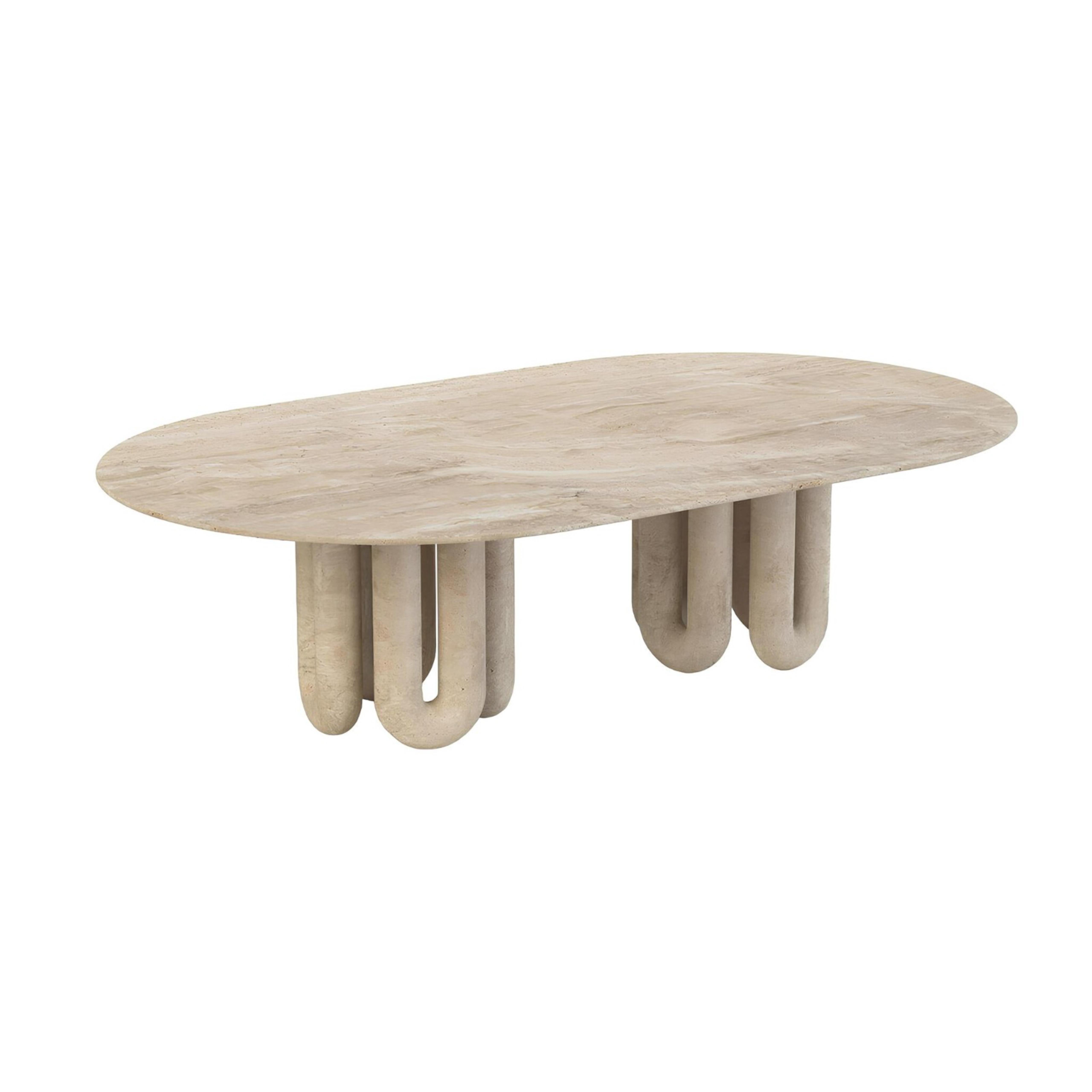 Turkish Large Travertine Sculptural Dining Table - Travertine Stone Massive Table For Sale