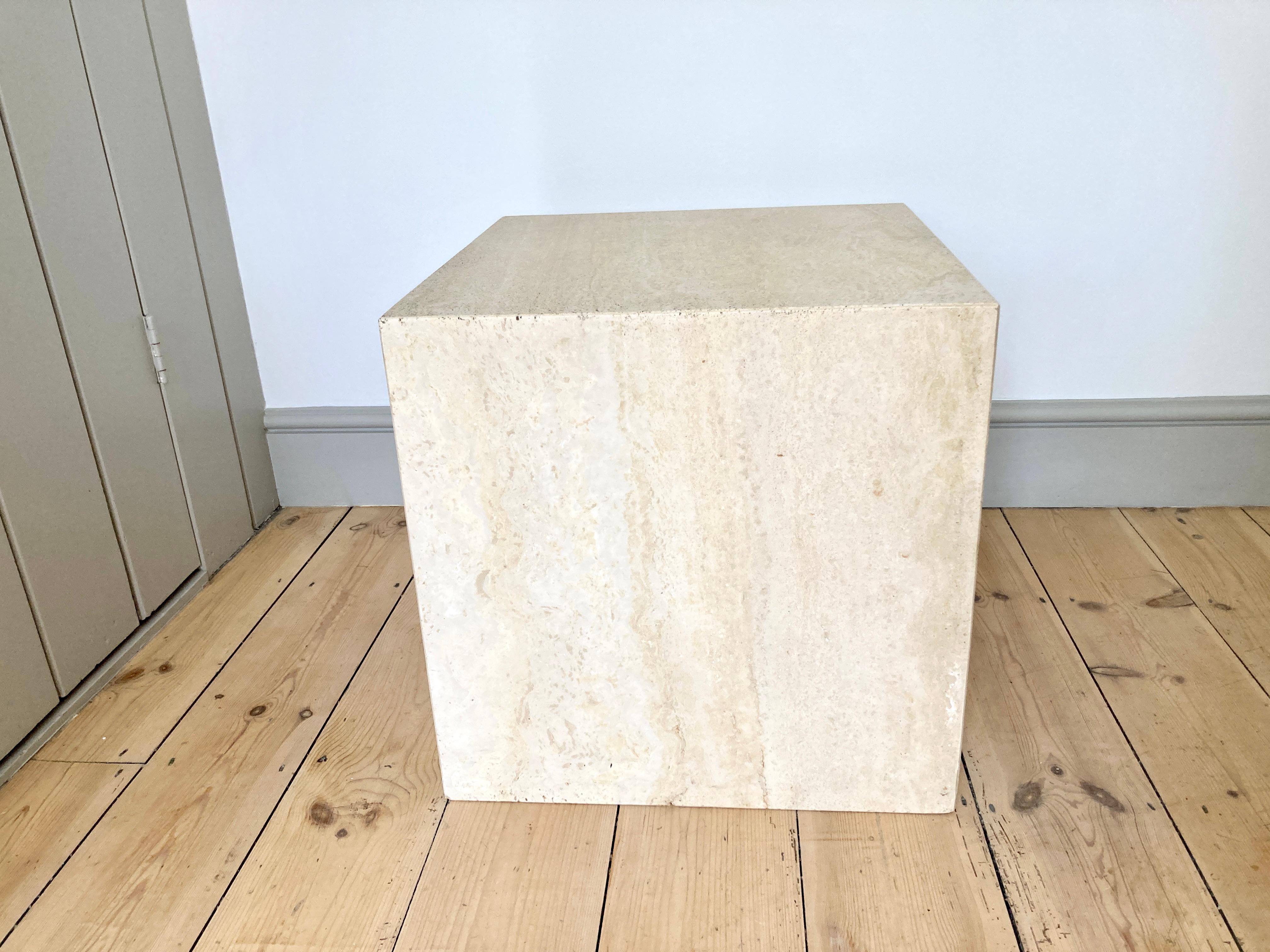 Large Travertine Stone Cube Side Table 6
