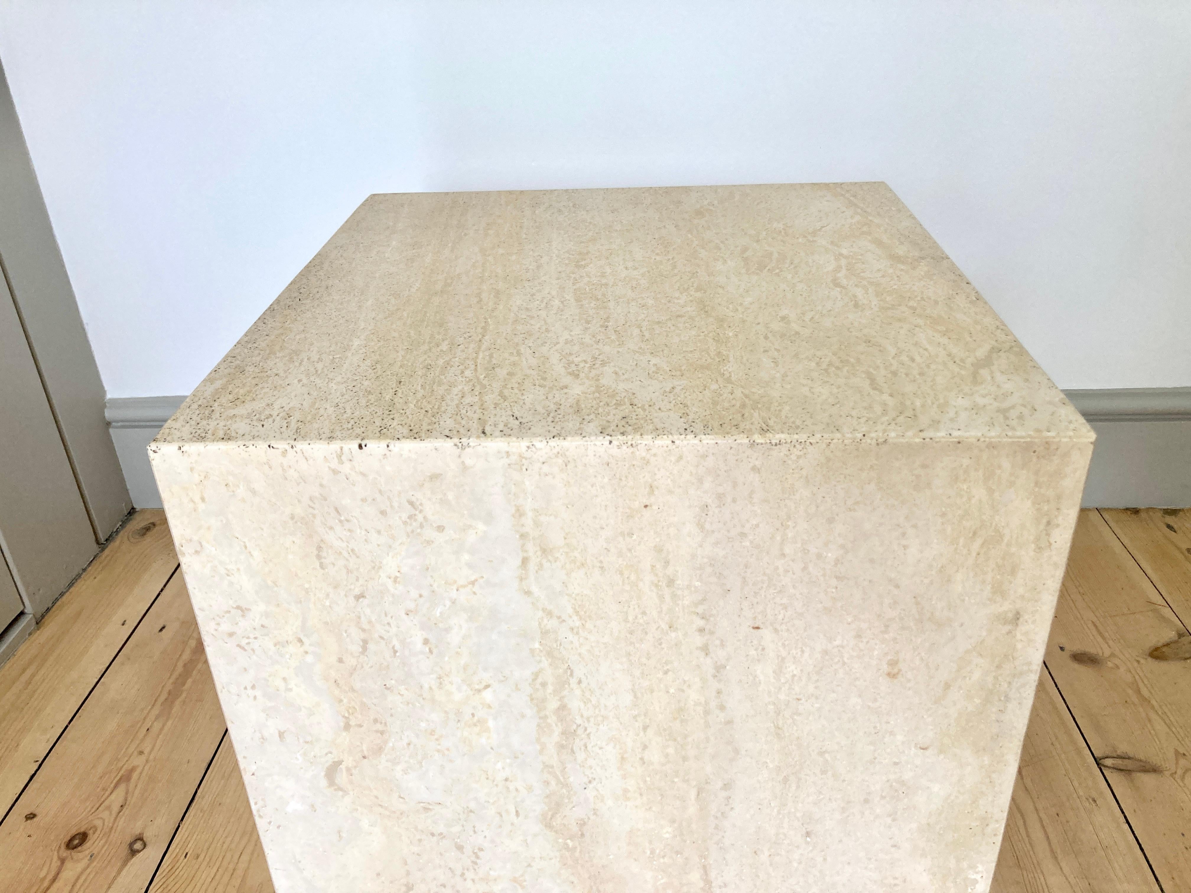 Large Travertine Stone Cube Side Table 7