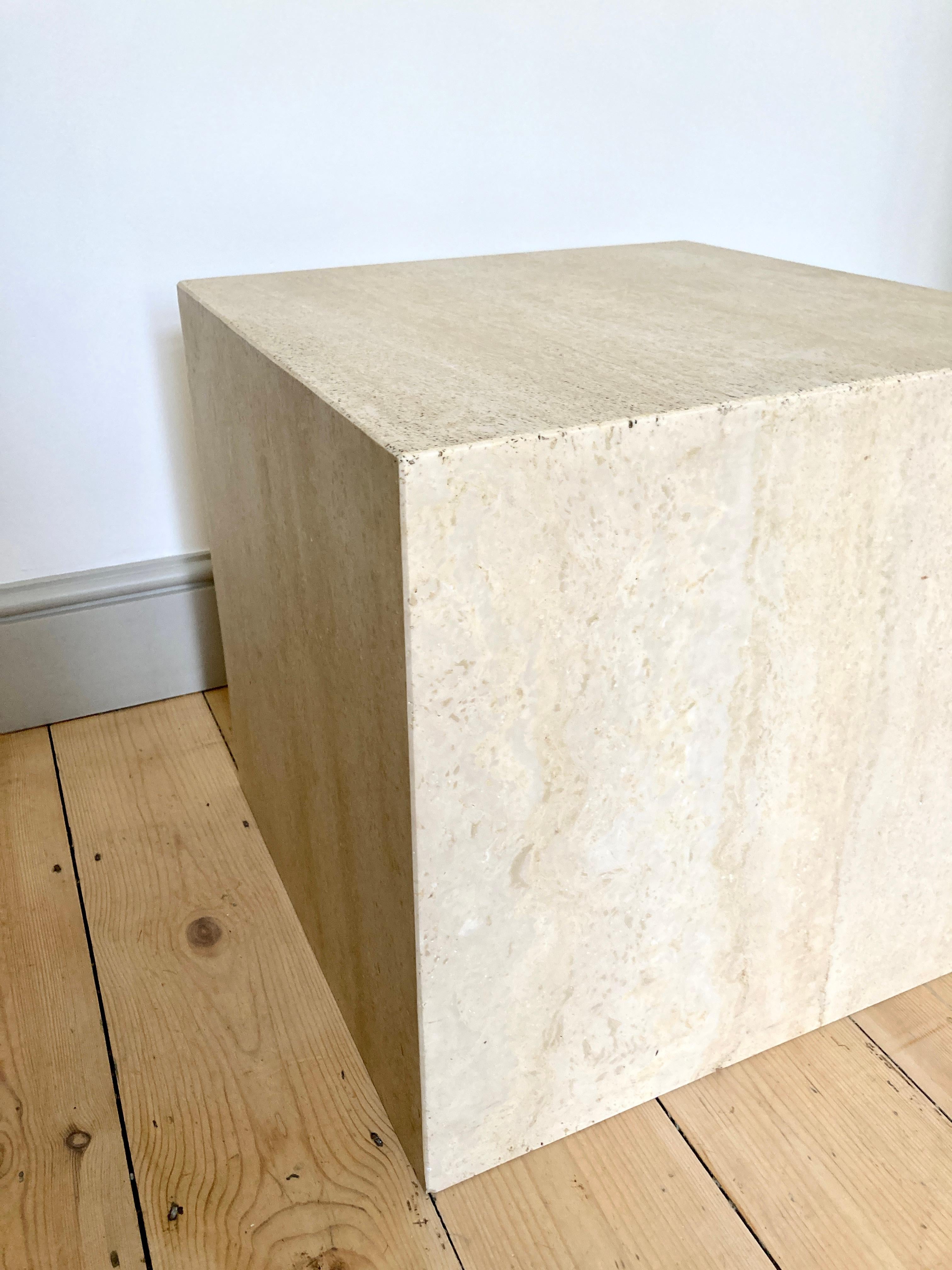 Large Travertine Stone Cube Side Table 8