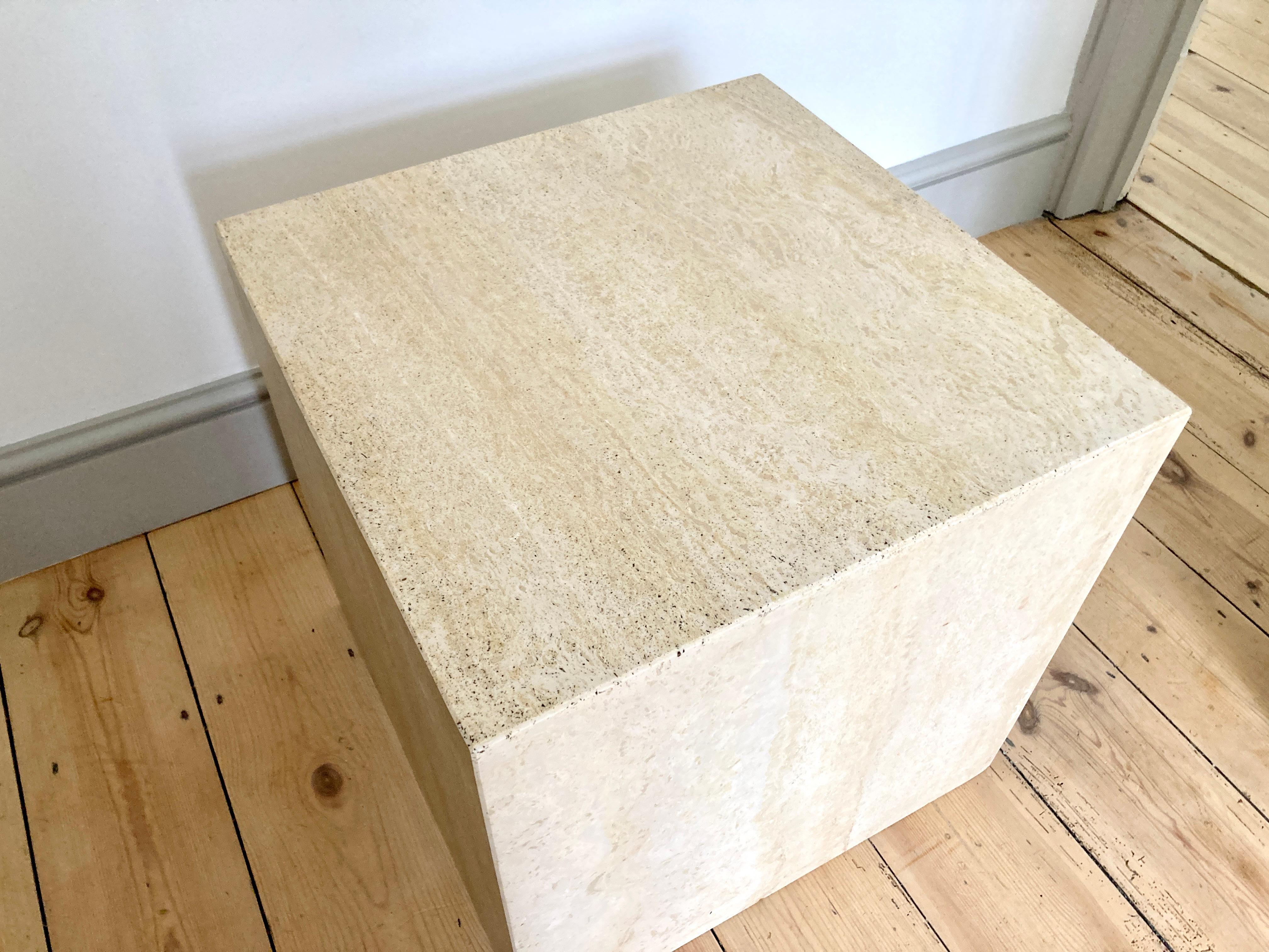 Large Travertine Stone Cube Side Table 10