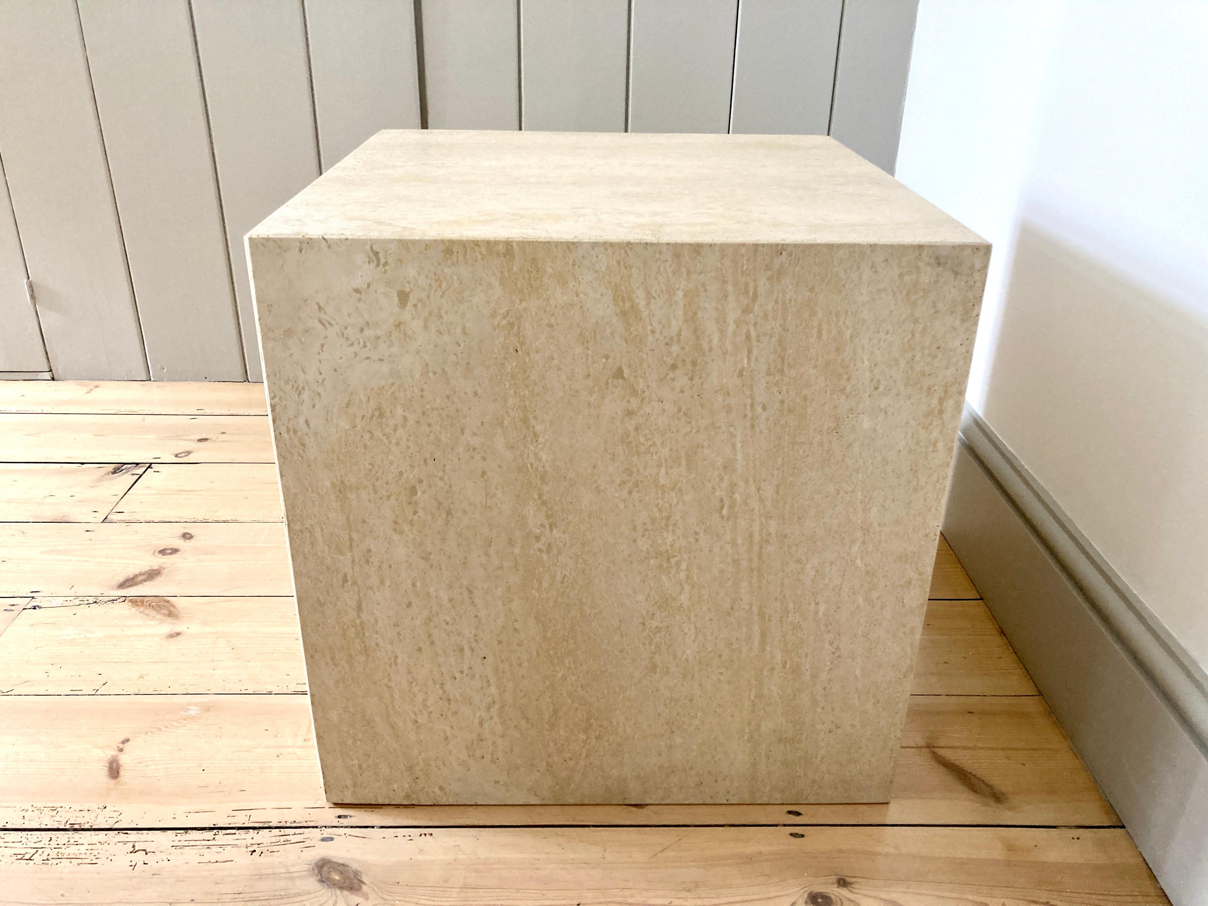 Large Travertine Stone Cube Side Table 11