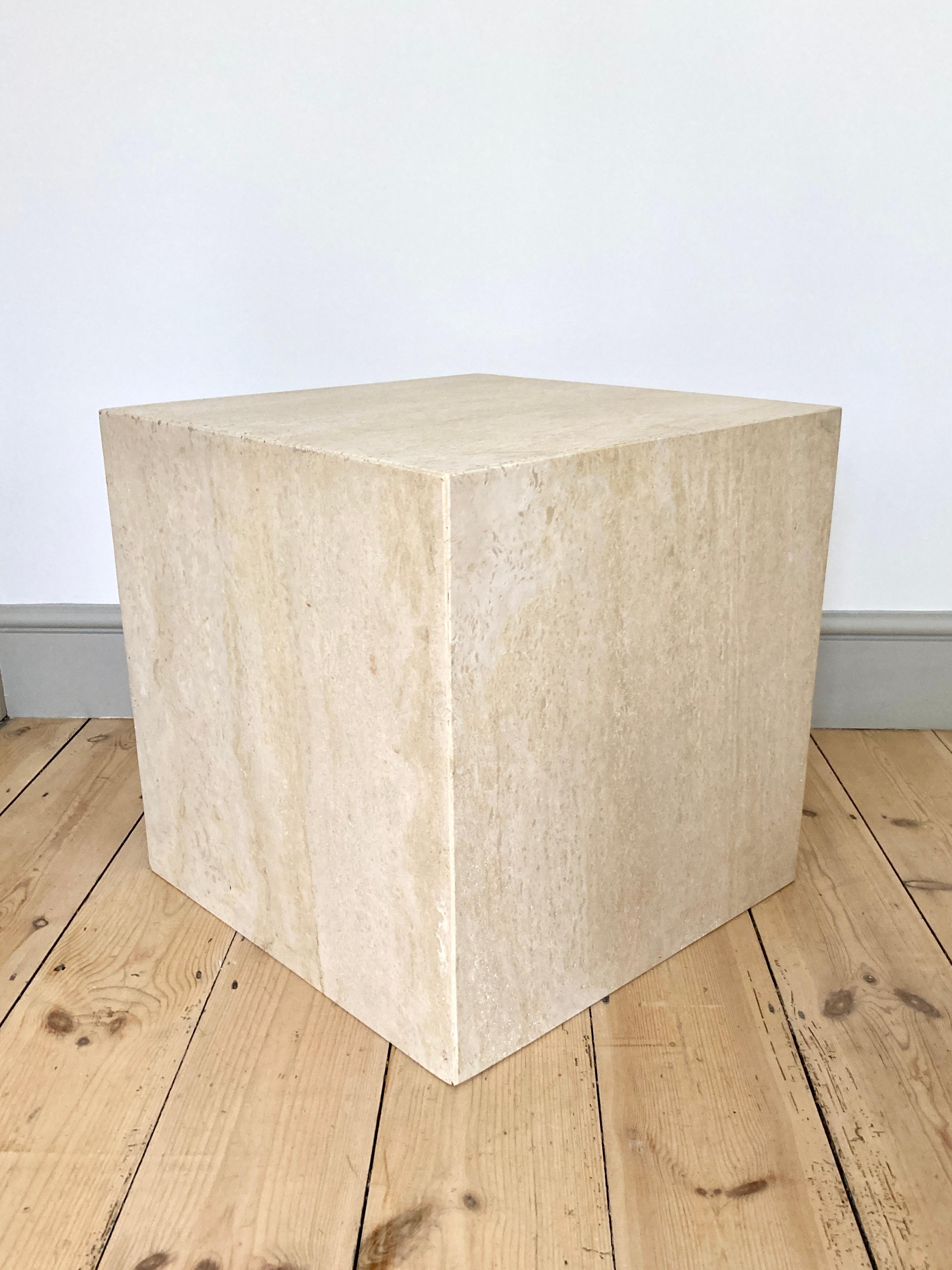 Large Travertine Stone Cube Side Table 13