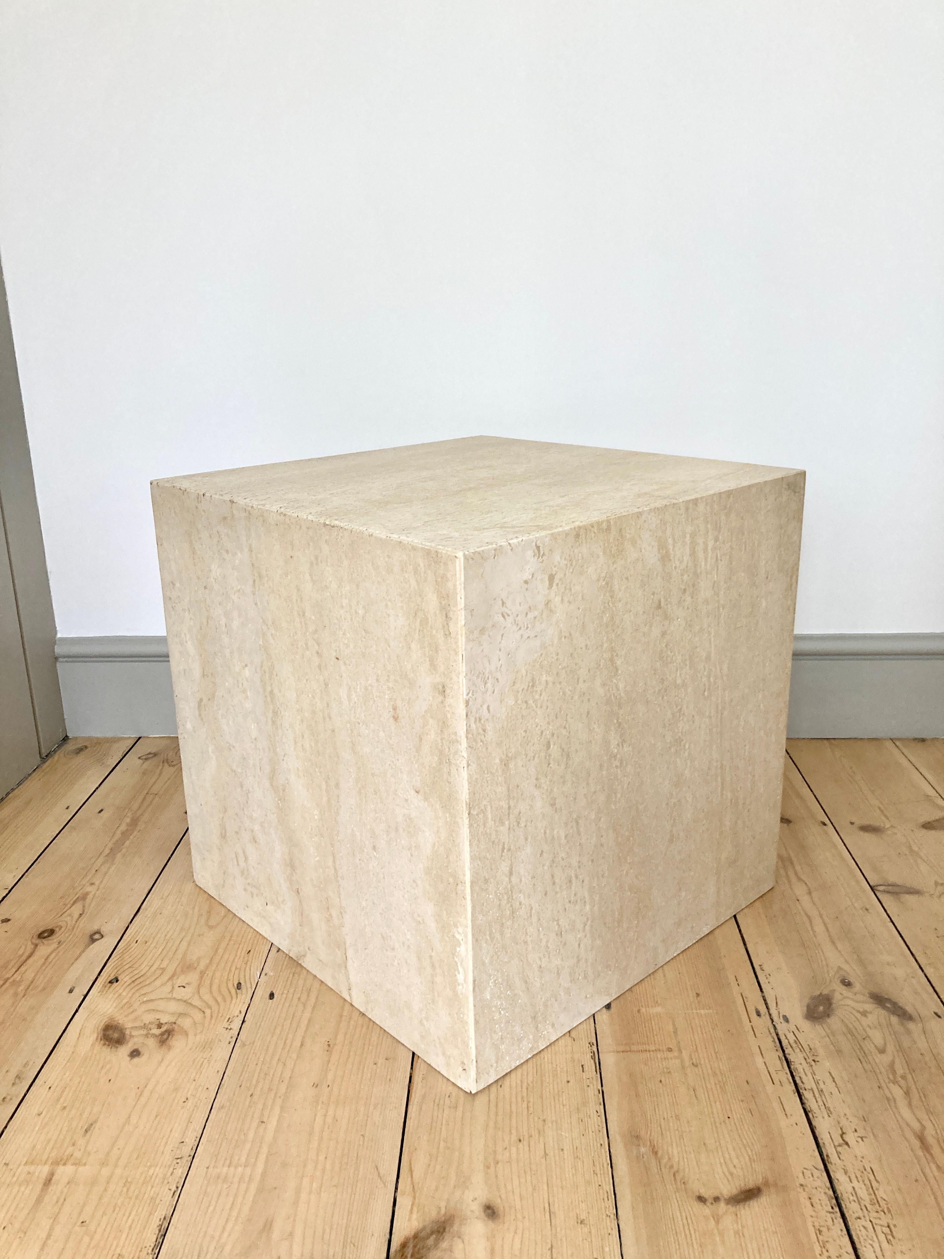 Large Travertine Stone Cube Side Table 14