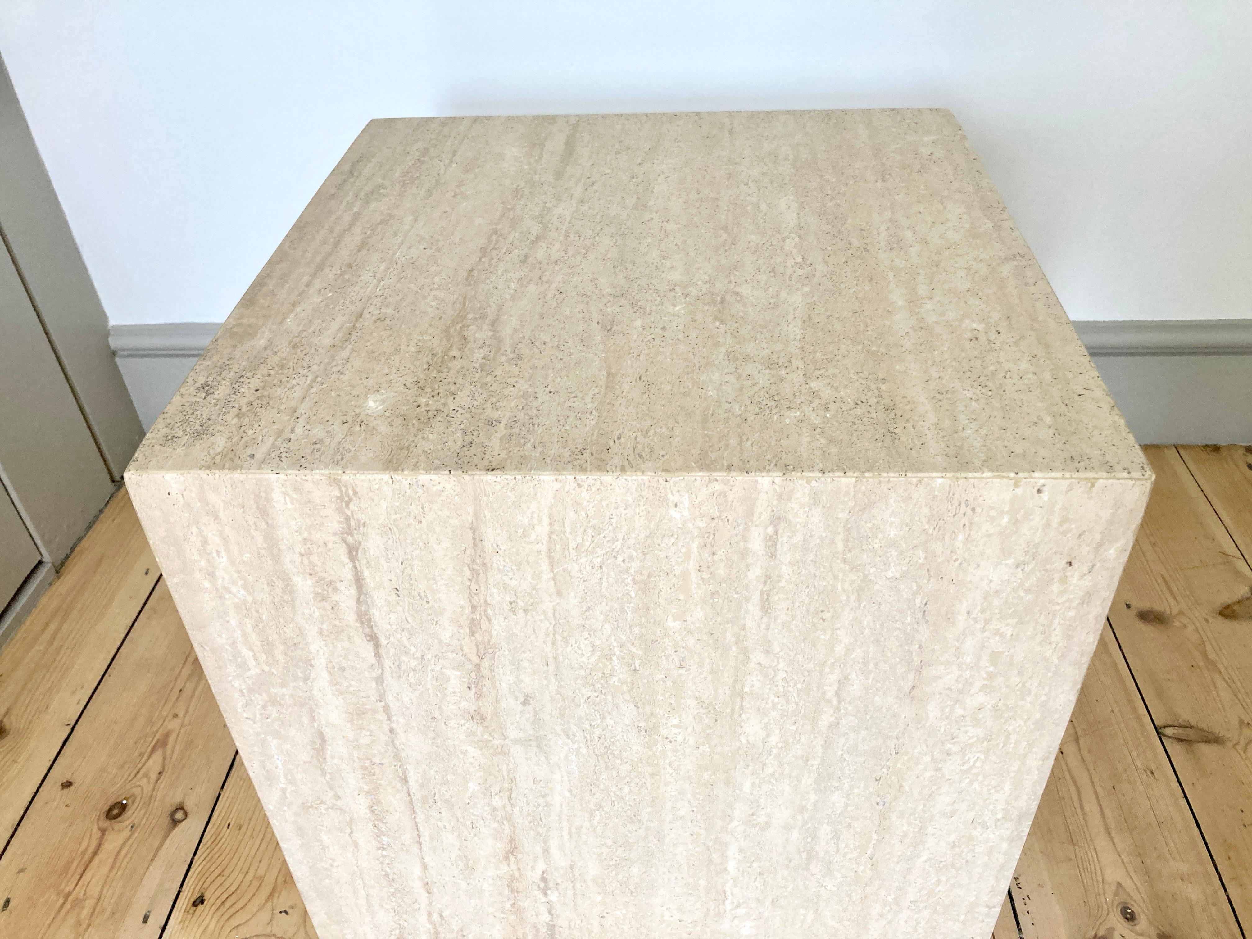 Large Travertine Stone Cube Side Table In Good Condition In Bristol, GB