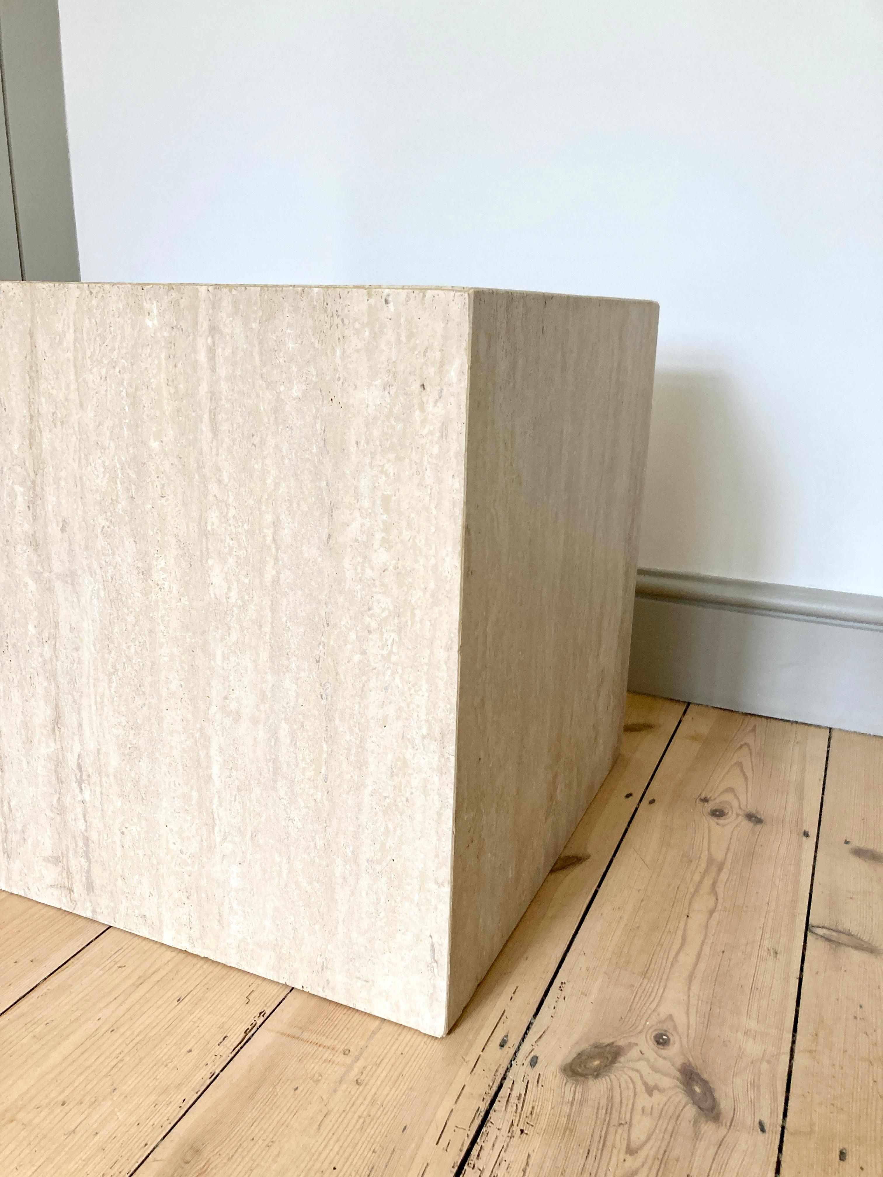20th Century Large Travertine Stone Cube Side Table