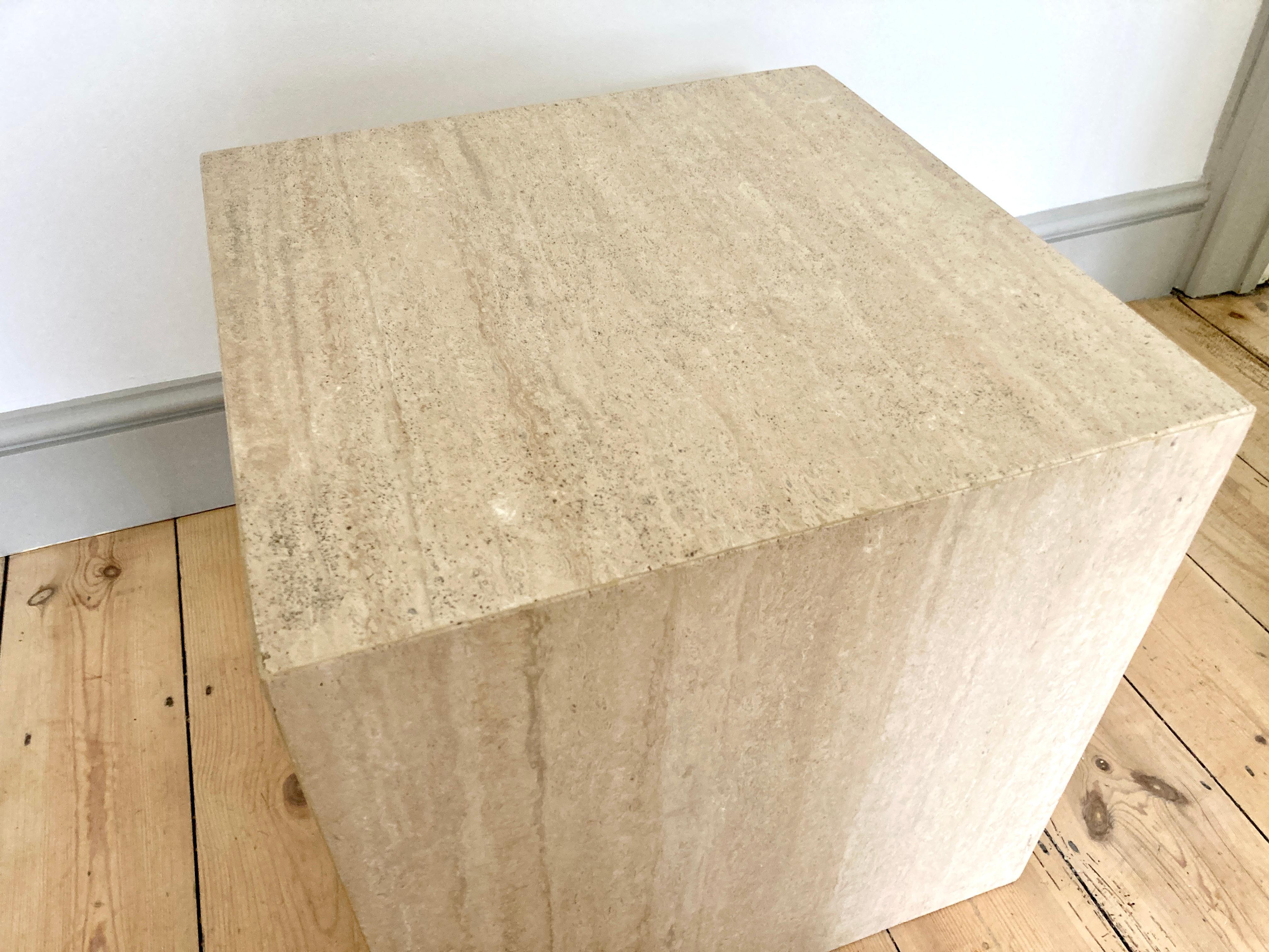 Large Travertine Stone Cube Side Table 1