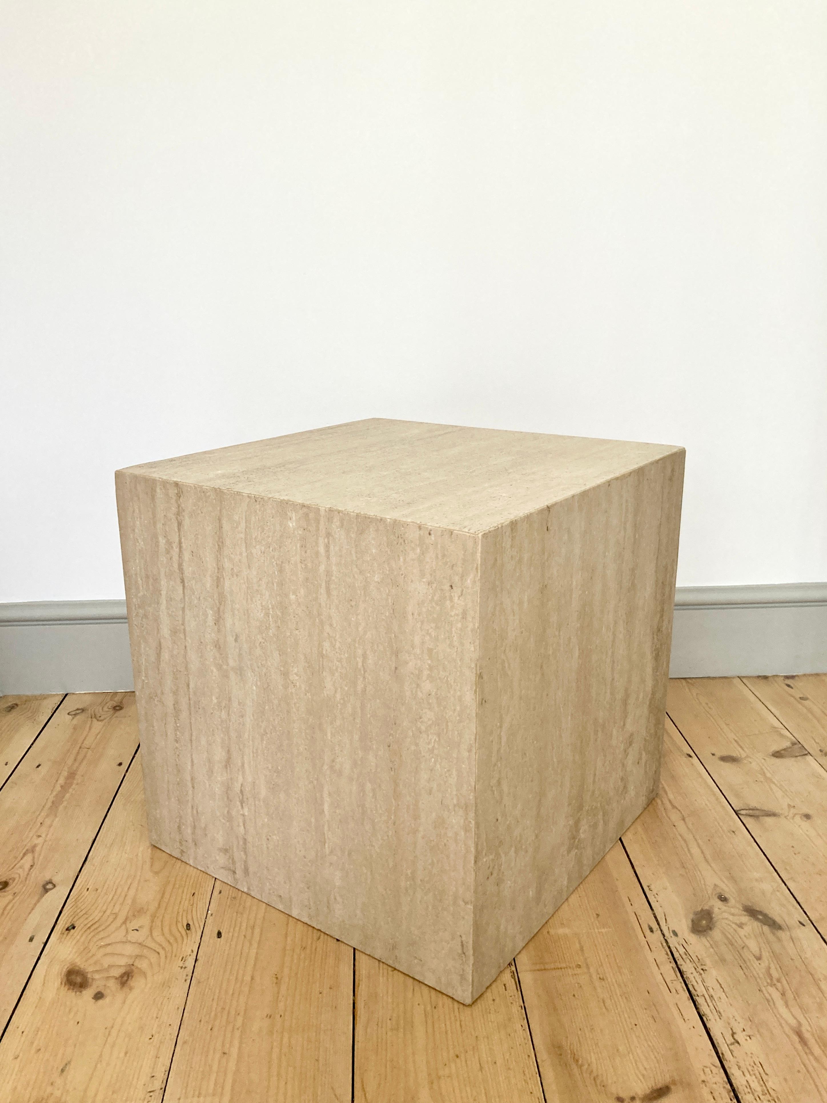 Large Travertine Stone Cube Side Table 2