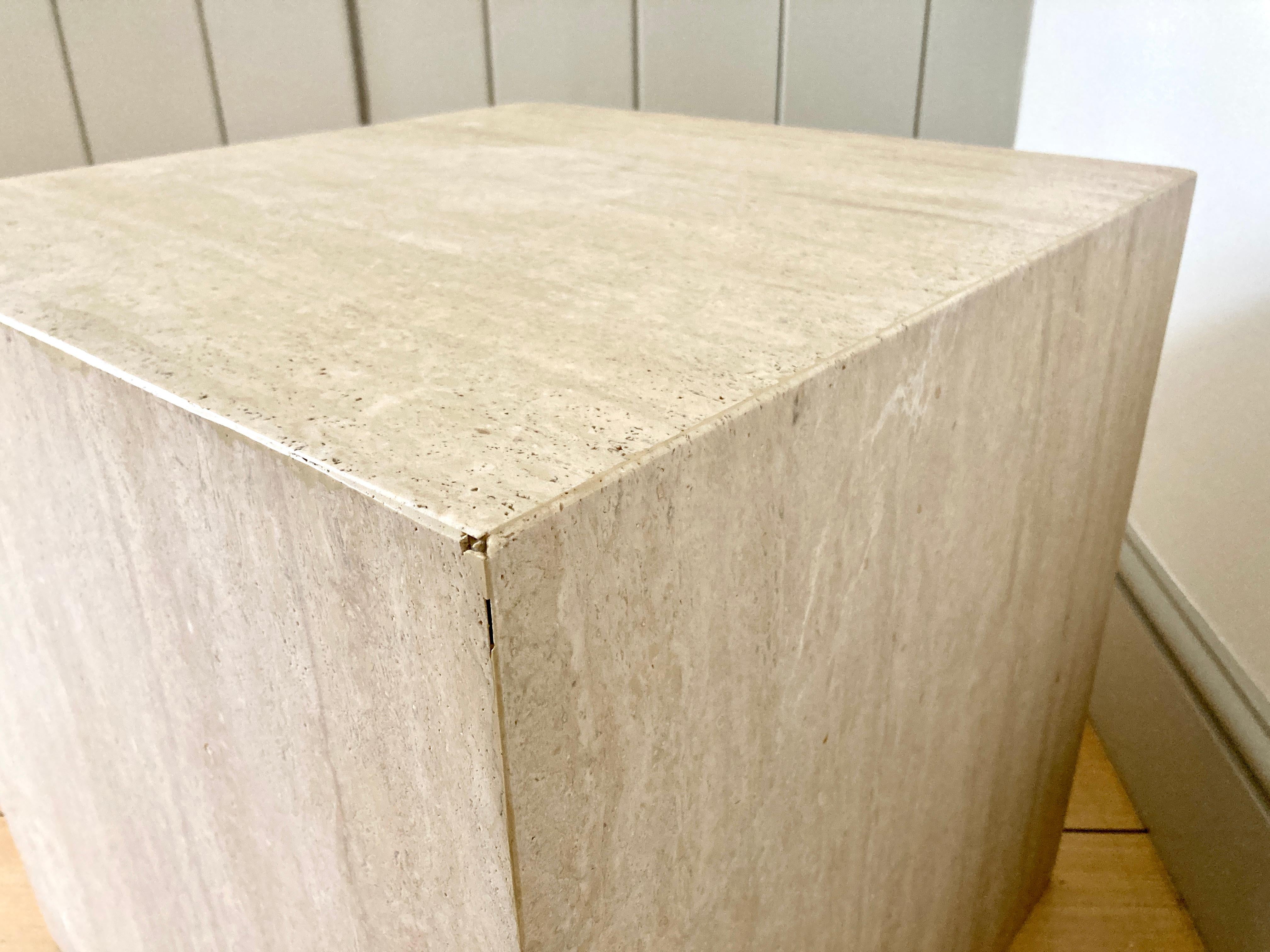 Large Travertine Stone Cube Side Table 4