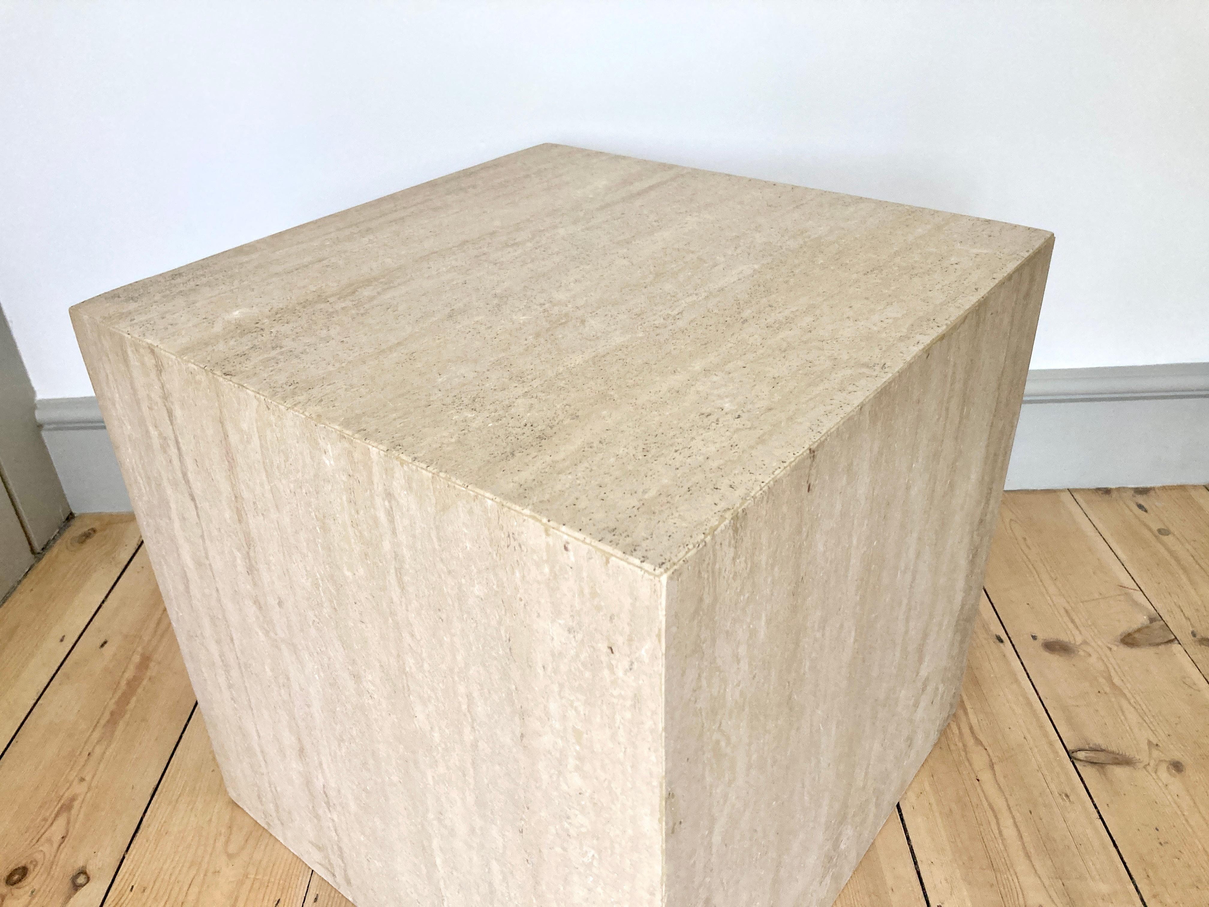 Large Travertine Stone Cube Side Table 5