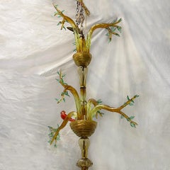 Large Tree Glass Chandelier with Birds