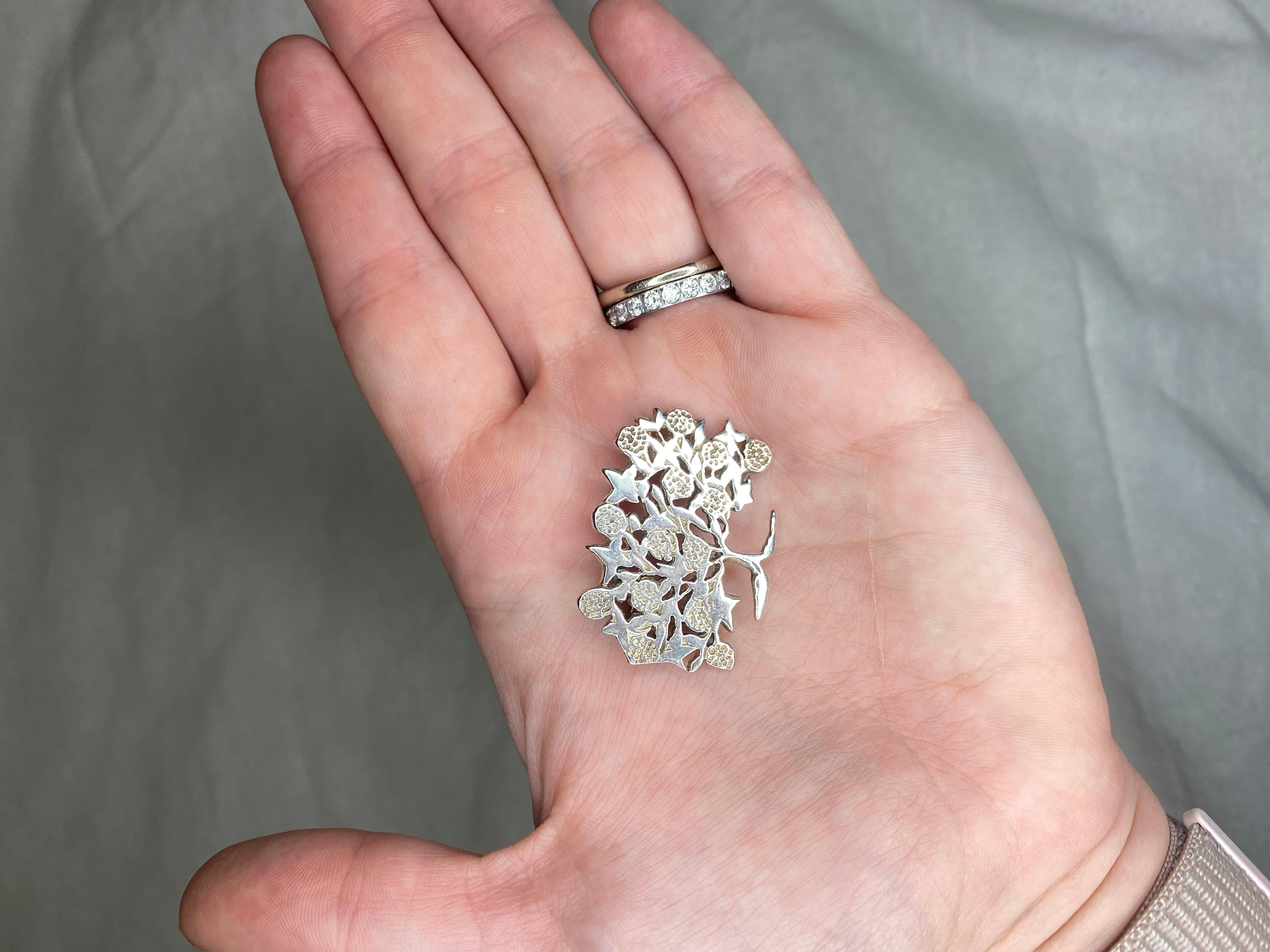 Large Tree of Life Brooch, Sterling Silver, Flat Brooch For Sale 1