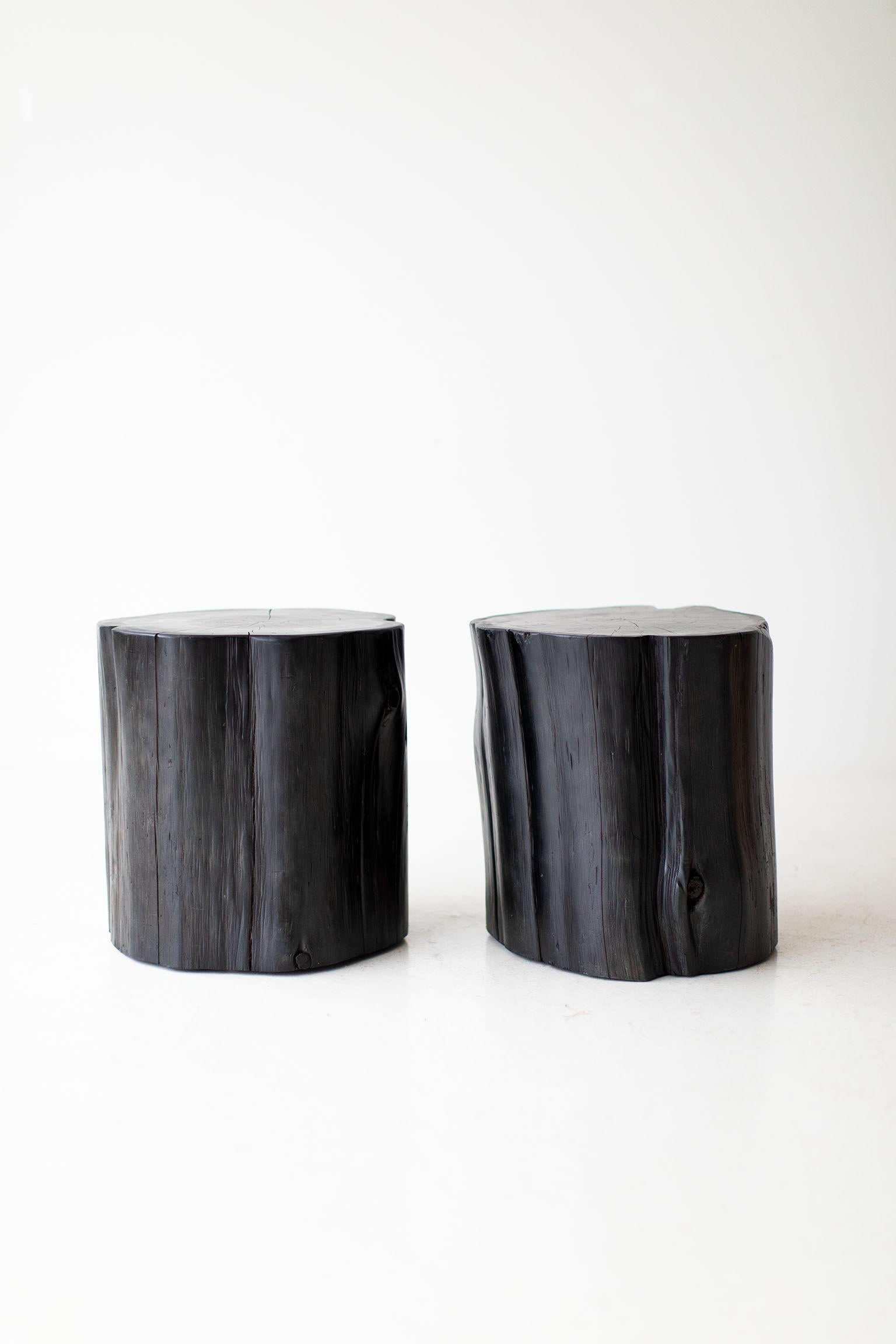 Large Tree Stump Side Tables, Black In New Condition For Sale In Oak Harbor, OH