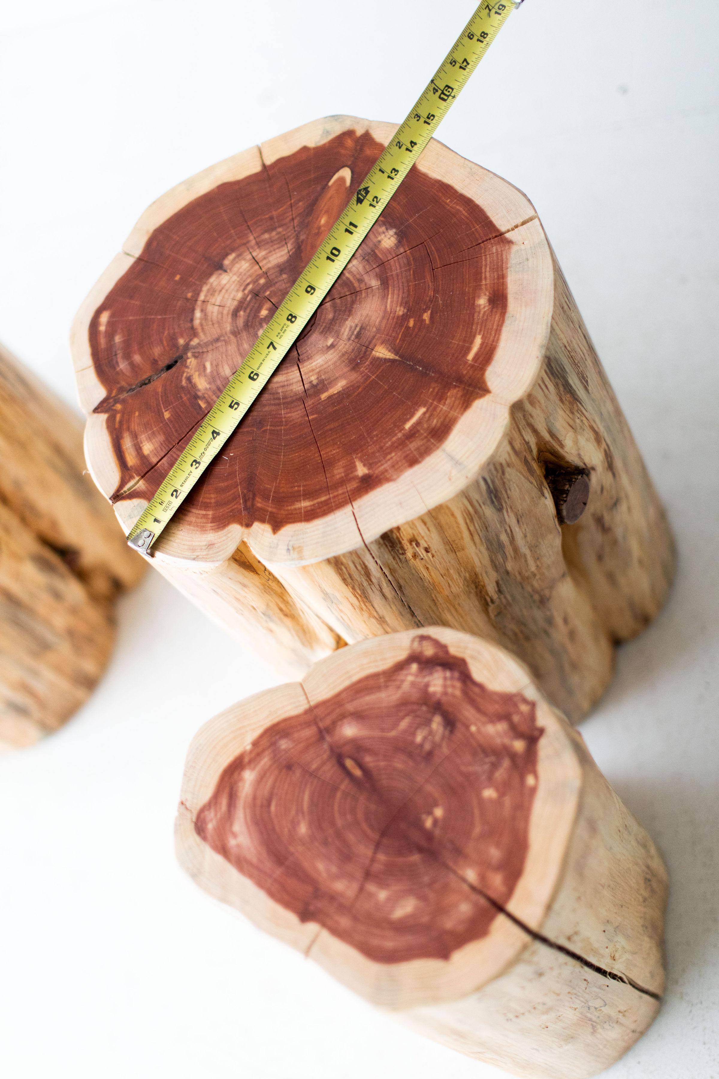 Cedar Large Tree Stump Side Tables, Natural For Sale