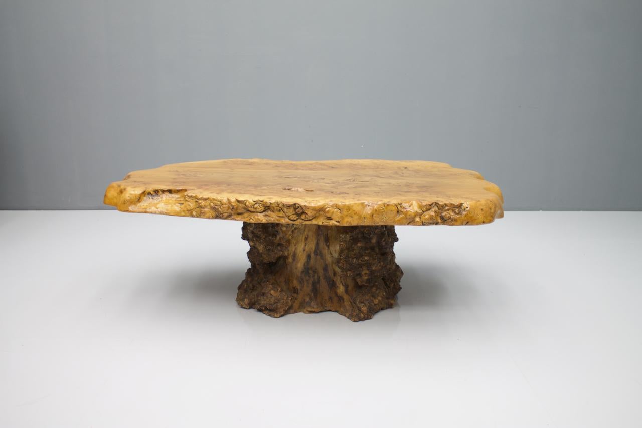 French Large Tree Trunk Coffee Table, 1970s Wood For Sale