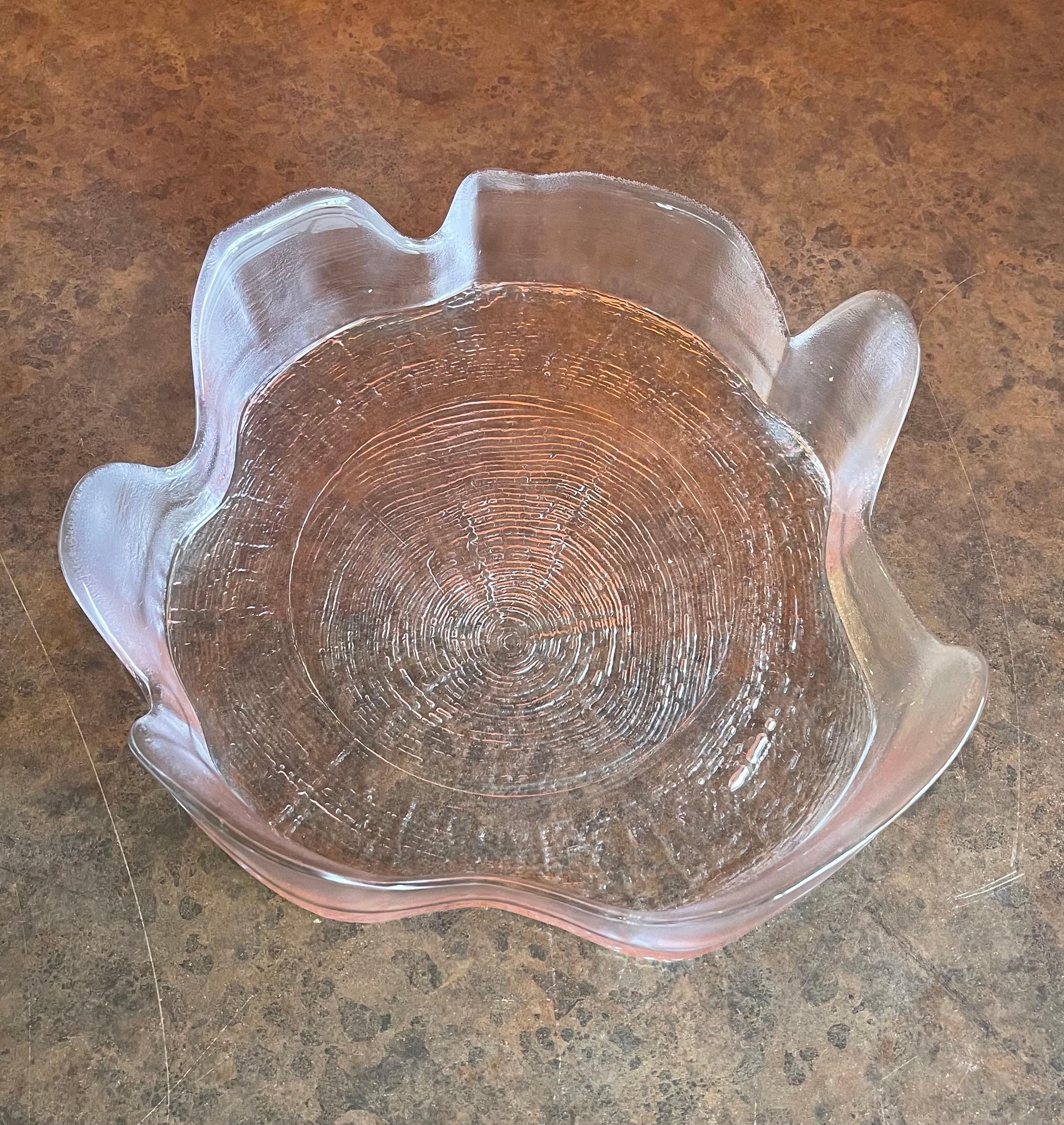 Swedish Large Tree Trunk Crystal Bowl by Bengt Edenfalk for Skruf For Sale