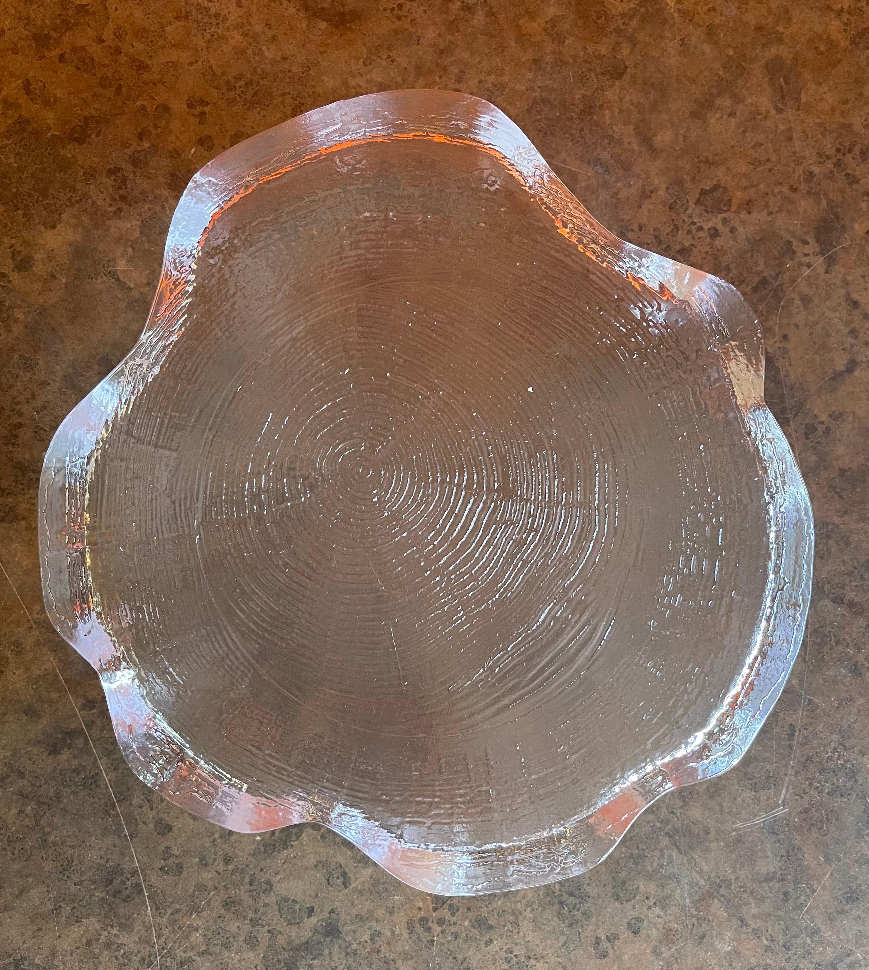 Large Tree Trunk Crystal Bowl by Bengt Edenfalk for Skruf In Good Condition For Sale In San Diego, CA