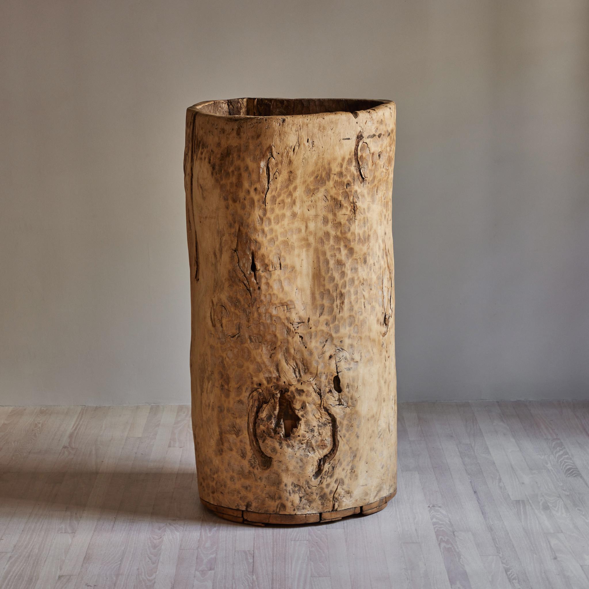 Wood Large Tree Trunk Sculpture with Up-Light