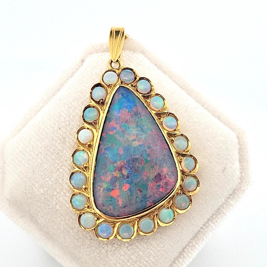 Large Triangular Black Opal Doublet Pendant With … - image 6