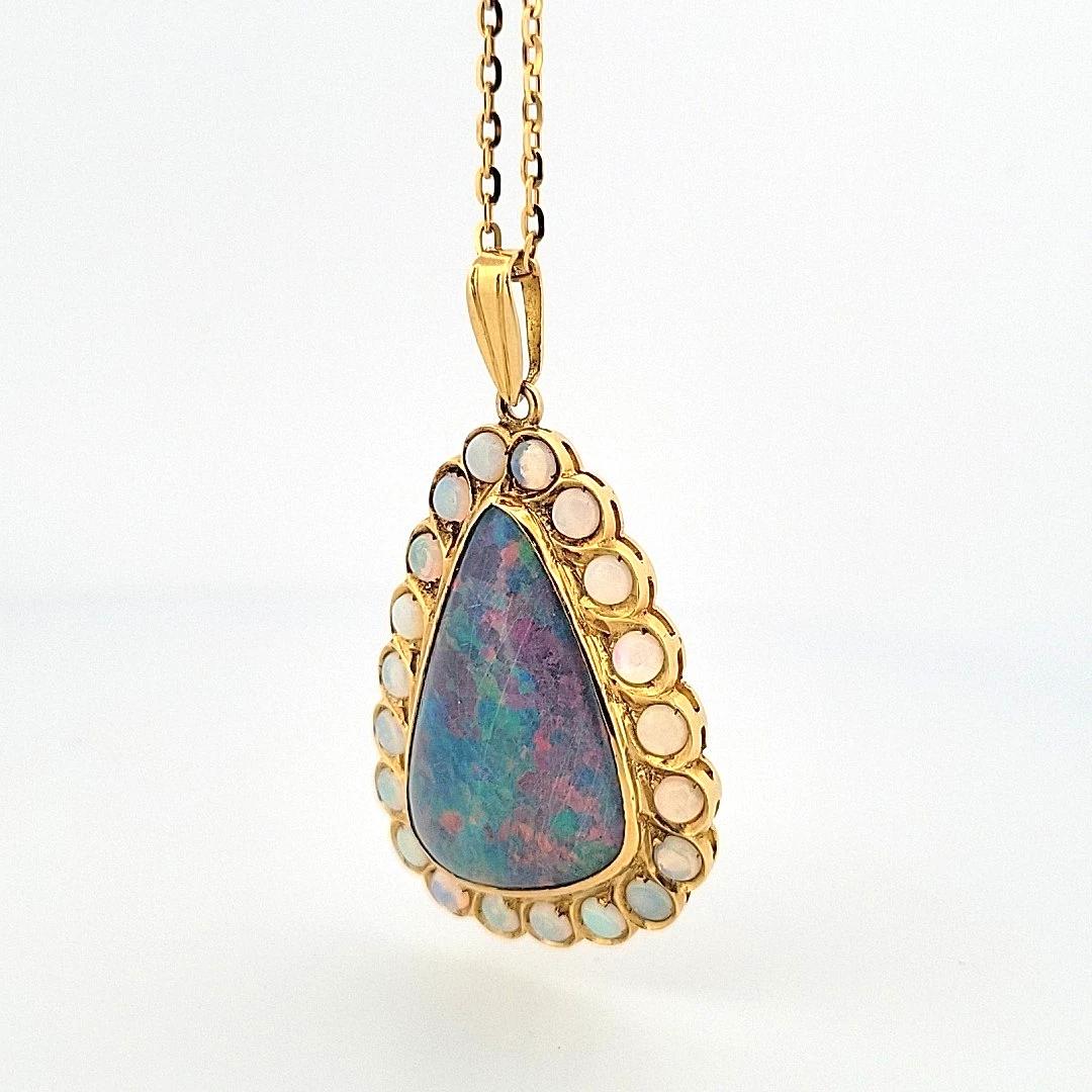 Large Triangular Black Opal Doublet Pendant With … - image 9