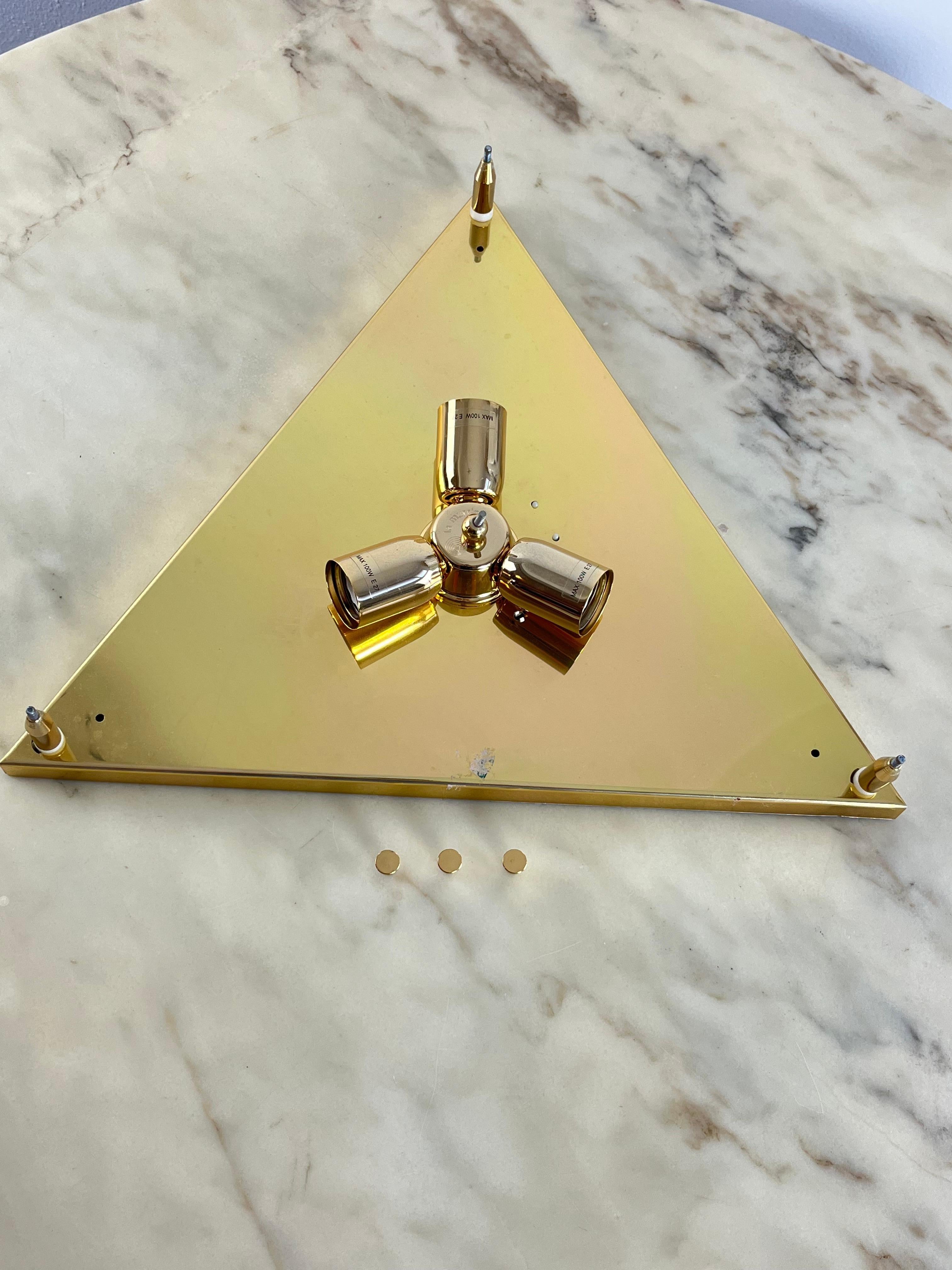 Grand plafonnier ou applique triangulaire en verre de Murano La Murrina 1980 en vente 4