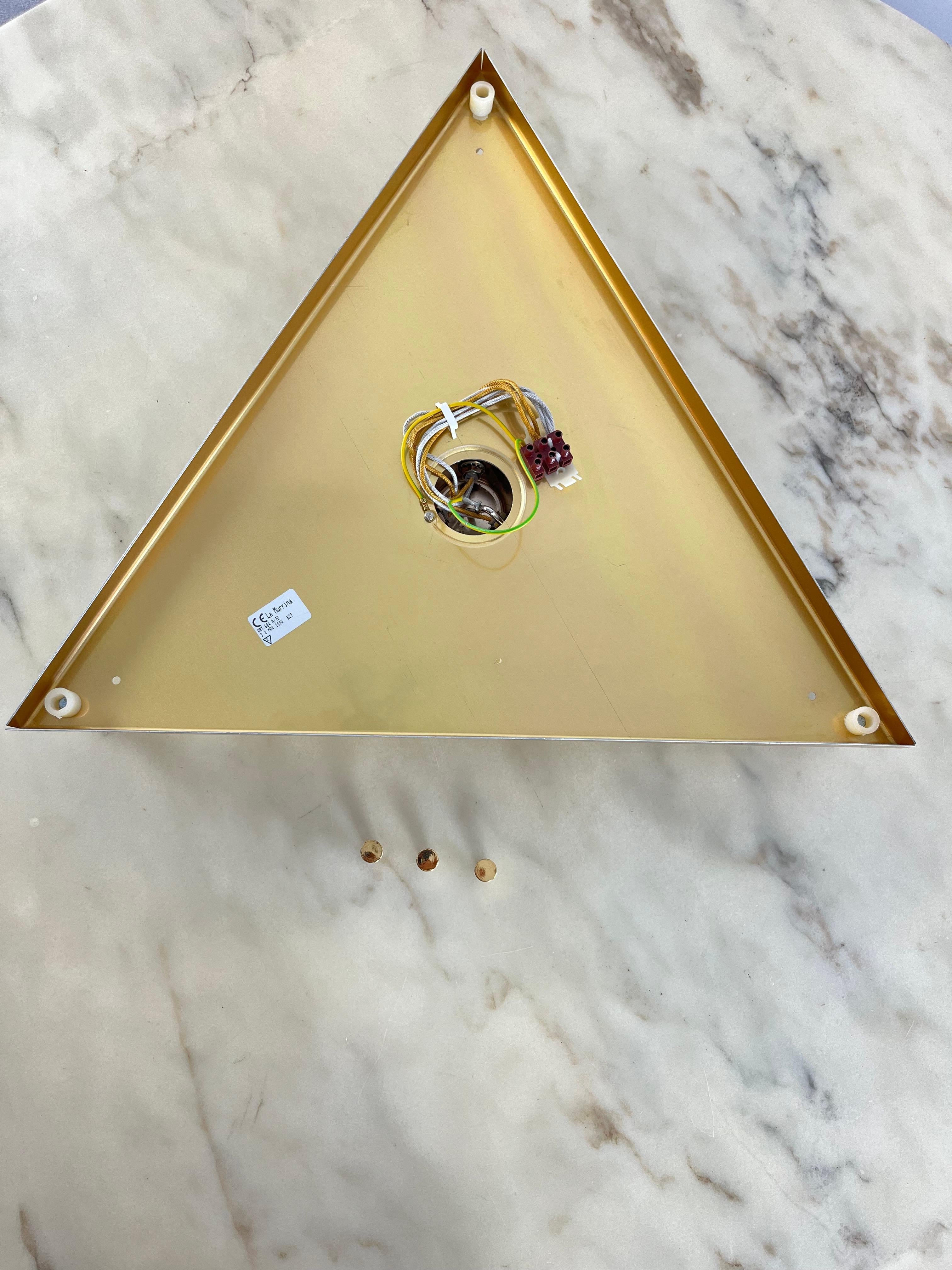 Large Triangular Ceiling Light Or Wall Lamp In Murano Glass La Murrina 1980s For Sale 5