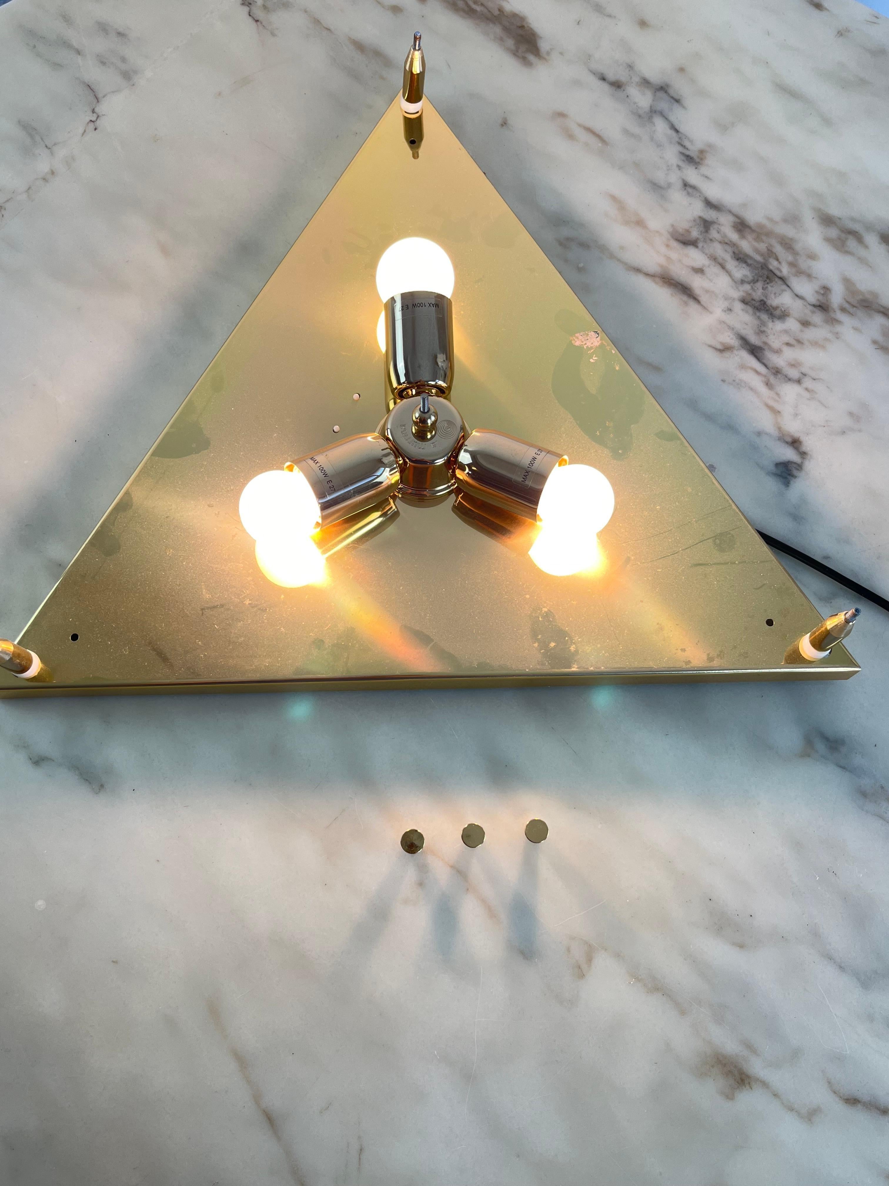 Large Triangular Ceiling Light Or Wall Lamp In Murano Glass La Murrina 1980s For Sale 7