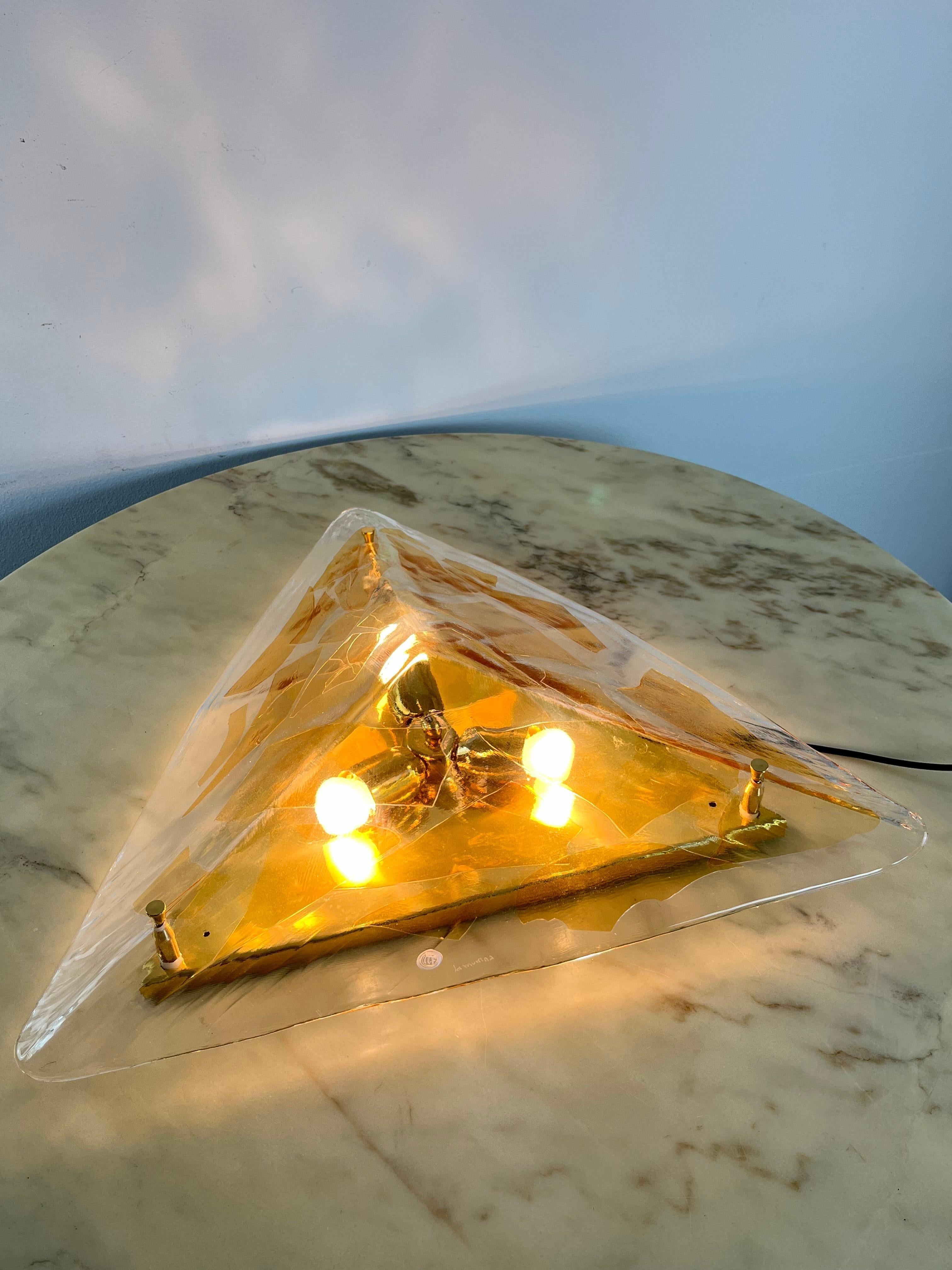 Large Triangular Ceiling Light Or Wall Lamp In Murano Glass La Murrina 1980s For Sale 10