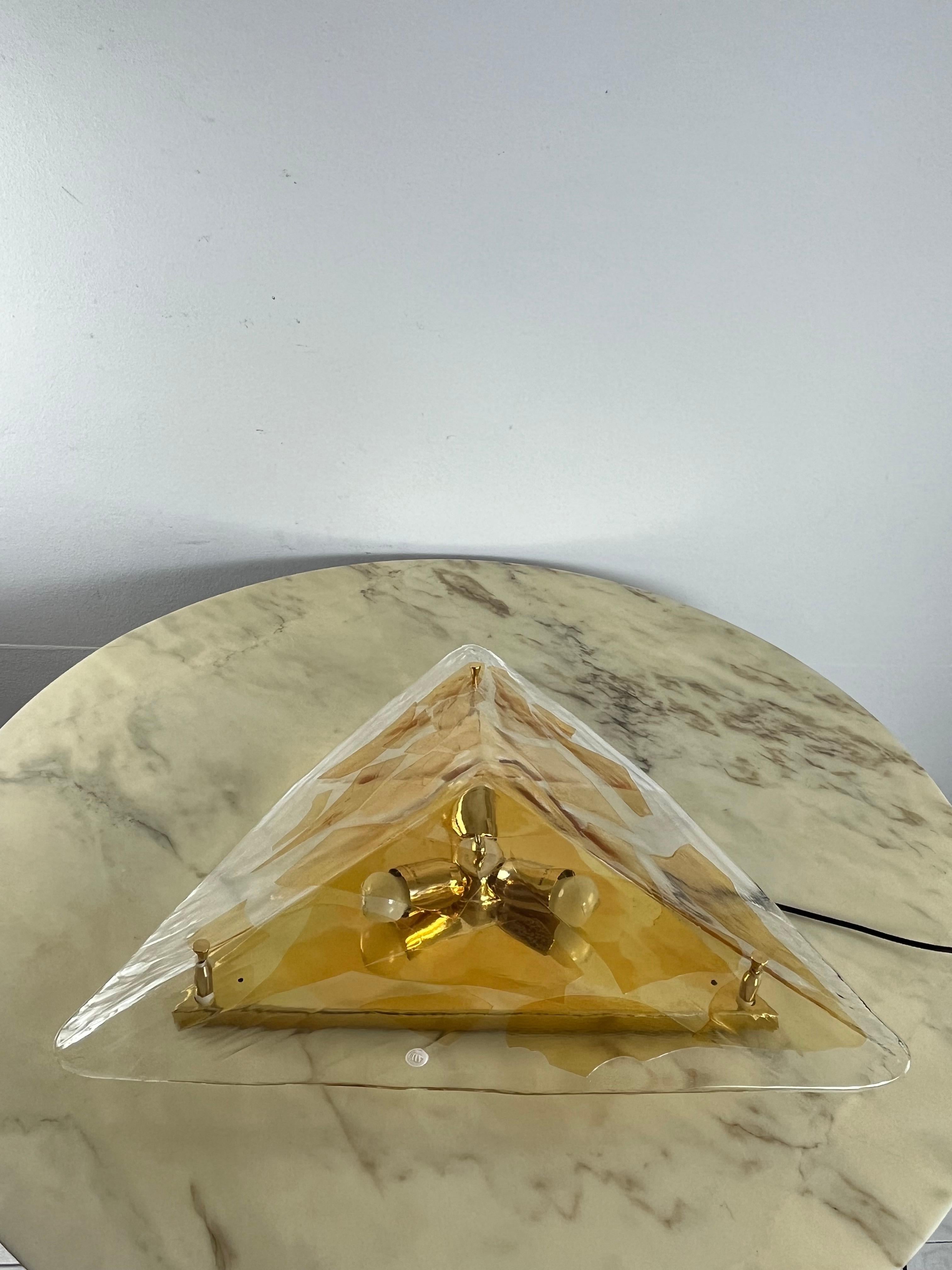 Large Triangular Ceiling Light Or Wall Lamp In Murano Glass La Murrina 1980s For Sale 12