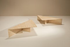 Large Triangular Travertine Coffee Table in The Style of Up&Up, Italy 1970s