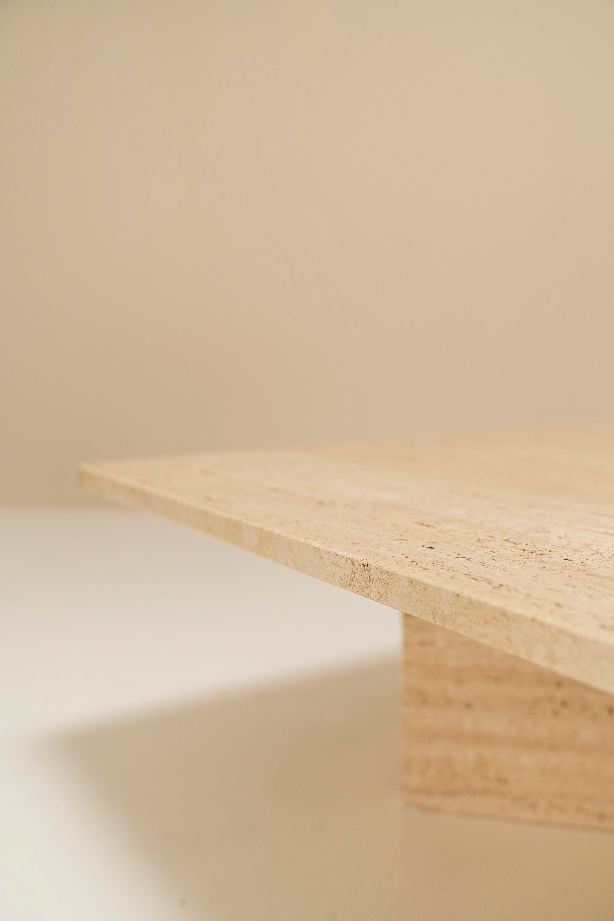 Large Triangular Travertine Coffee Table in The Style of Up&Up, Italy, 1970s 3