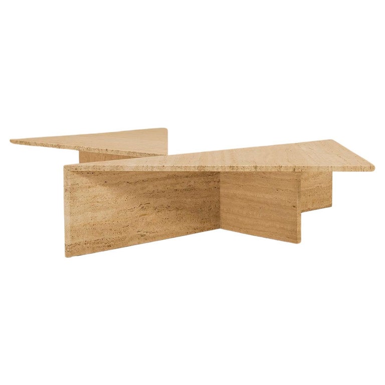 Large Triangular Travertine Coffee Table in The Style of Up&Up, Italy ...