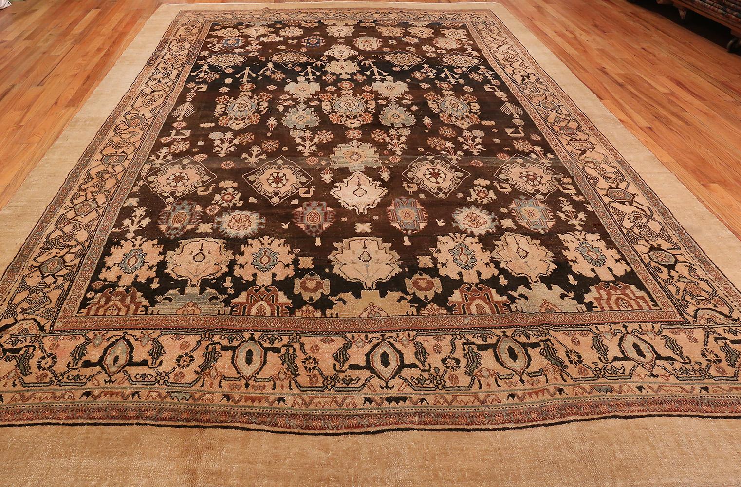 Hand-Knotted Antique Persian Malayer Rug. Size: 10 ft 7 in x 15 ft 7 in For Sale
