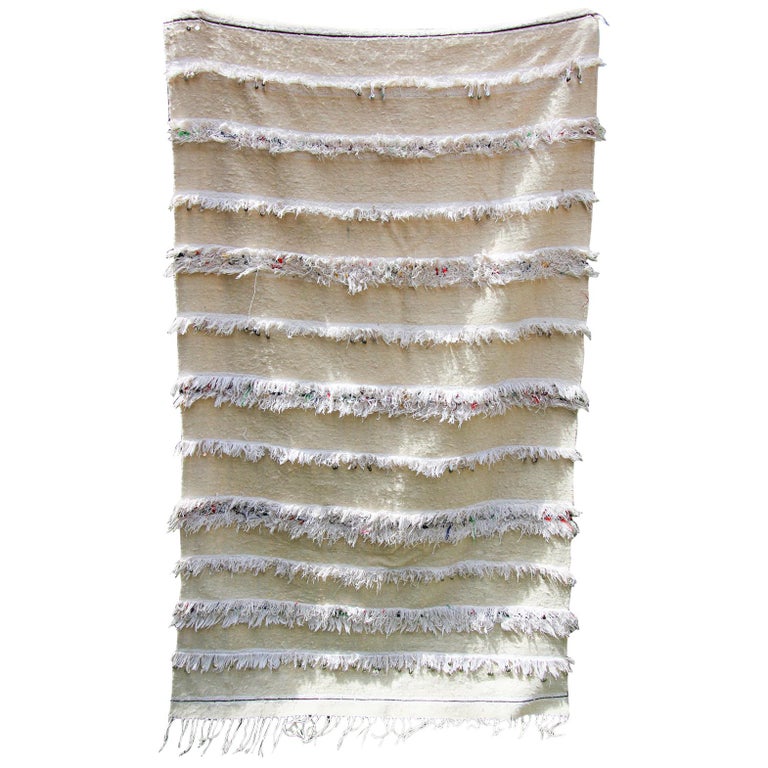 Moroccan Handwoven Wedding Blanket Throw with Sequins For Sale at 1stDibs