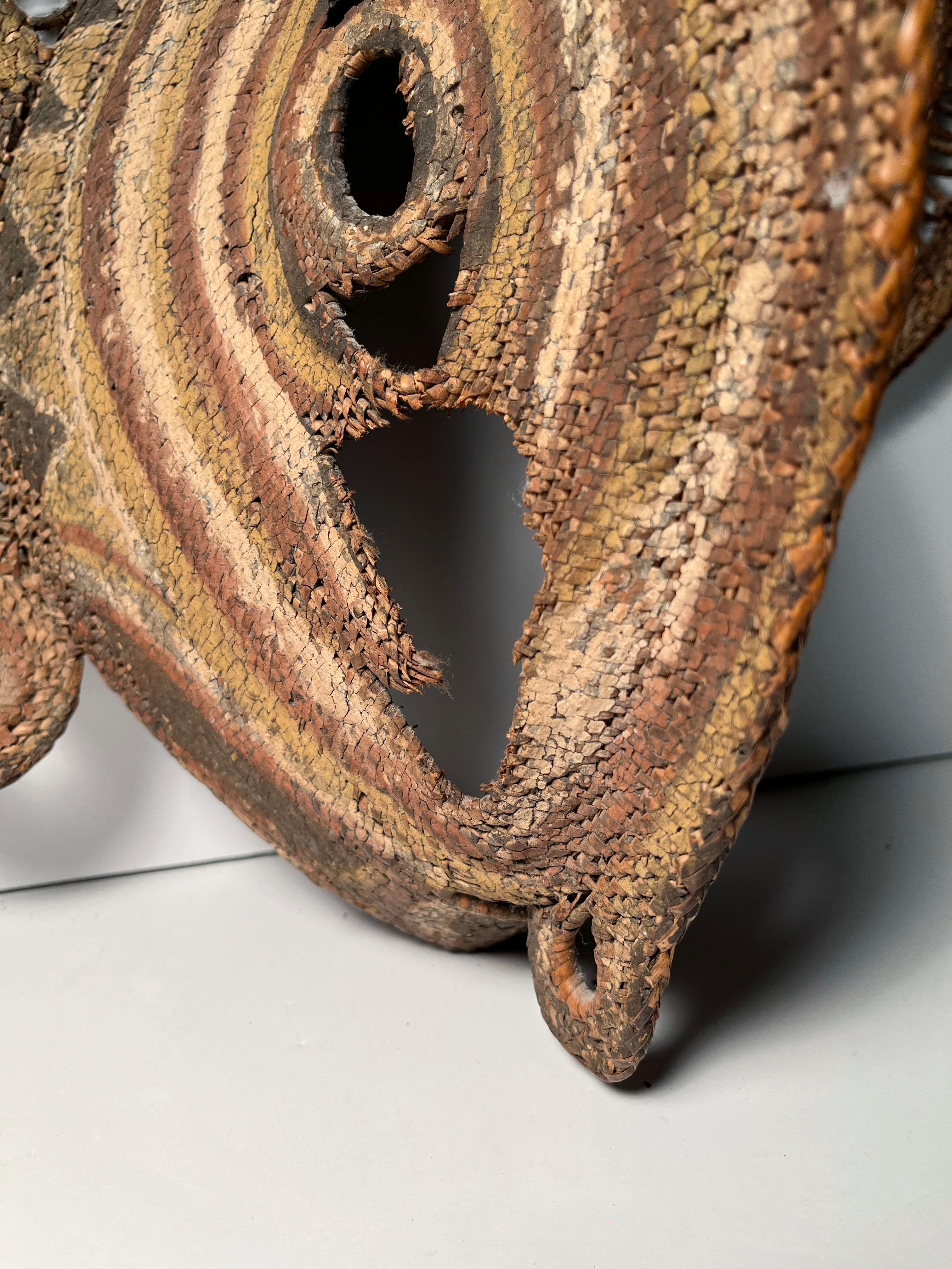20th Century Large Tribal / Oceanic Polychrome Yam Mask from Papua New Guinea For Sale