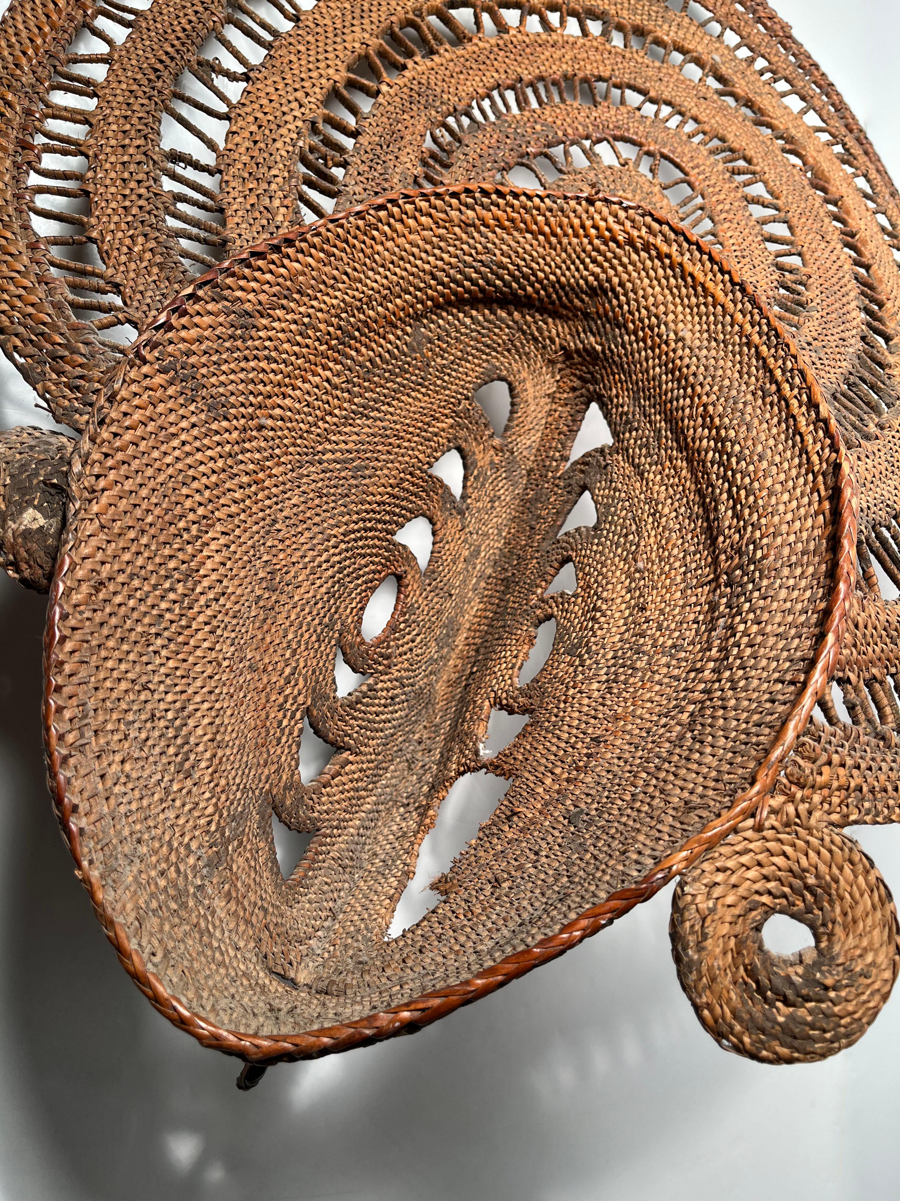 Natural Fiber Large Tribal / Oceanic Polychrome Yam Mask from Papua New Guinea For Sale