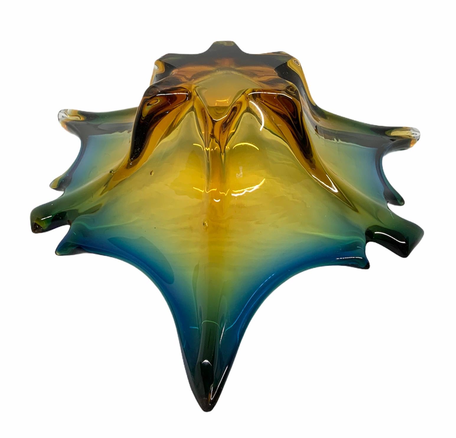 Italian Large Tricolor Murano Glass Bowl/Centerpiece