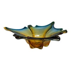 Grand bol/pièce centrale en verre de Murano tricolore