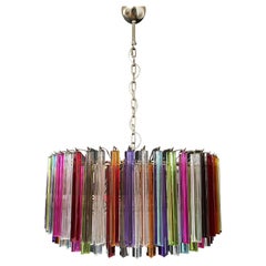 Large Triedri Murano Glass Chandelier, 265 Multicolored and Clear Prism