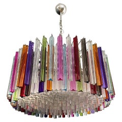 Large Triedri Murano Glass Chandelier, 265 Multicolored and Clear Prism Large Triedri Murano Glass Chandelier, 265 Multicolored and Clear Prism