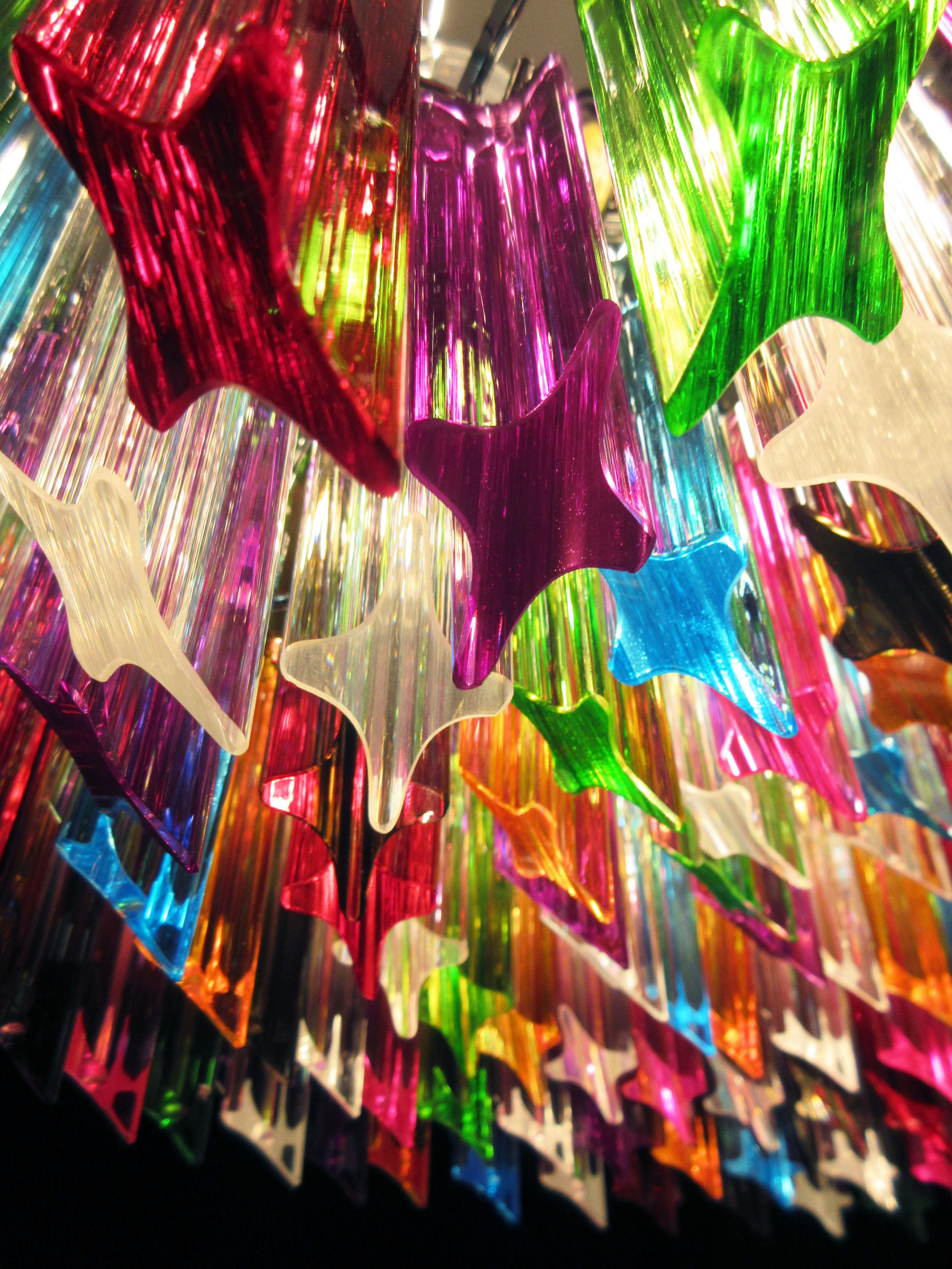 Large Triedri Murano Glass Chandelier, 265 Multicolored Prism 10