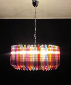 Large Triedri Murano glass Chandelier - 265 multicolored prism