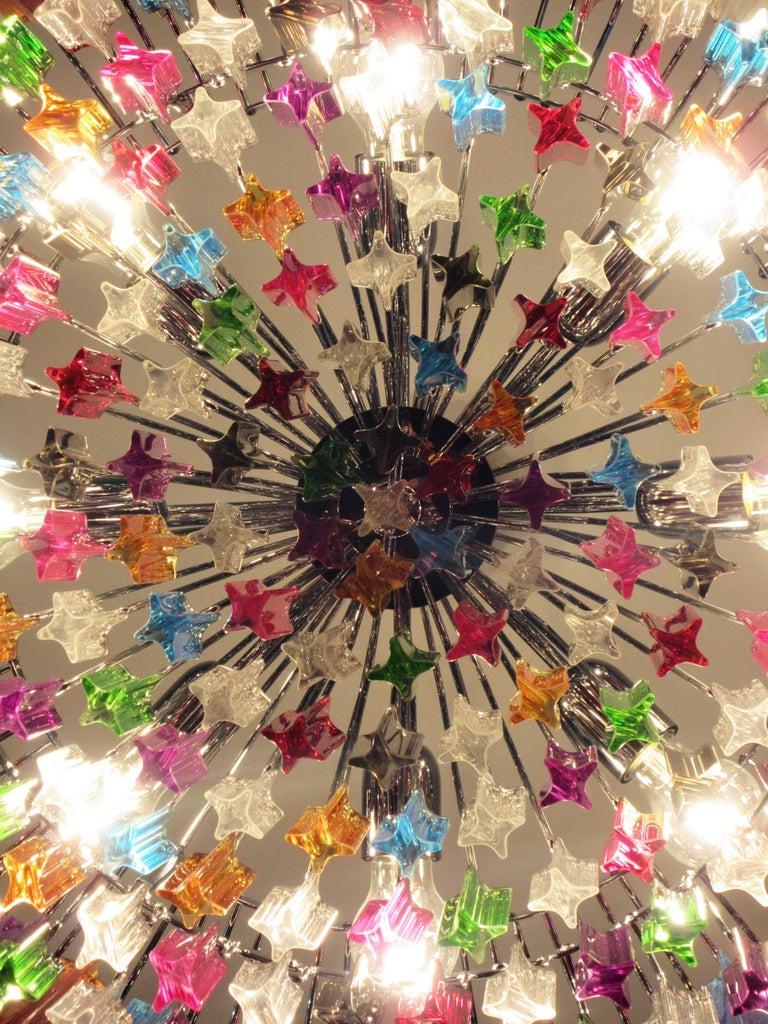 Verre d'art Grand lustre en verre de Murano Triedri - 265 prismes multicolores en vente