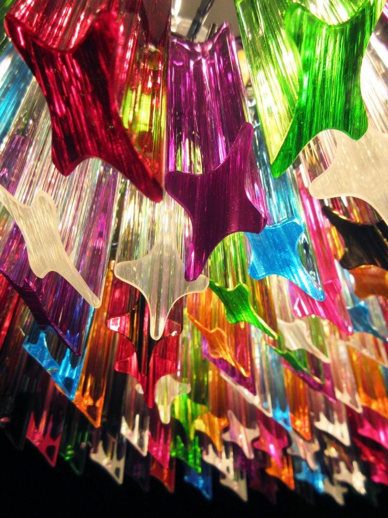 Grand lustre en verre de Murano Triedri - 265 prismes multicolores en vente 1