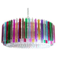 Large Triedri Murano Glass Chandelier, 391 Prims Multicolor