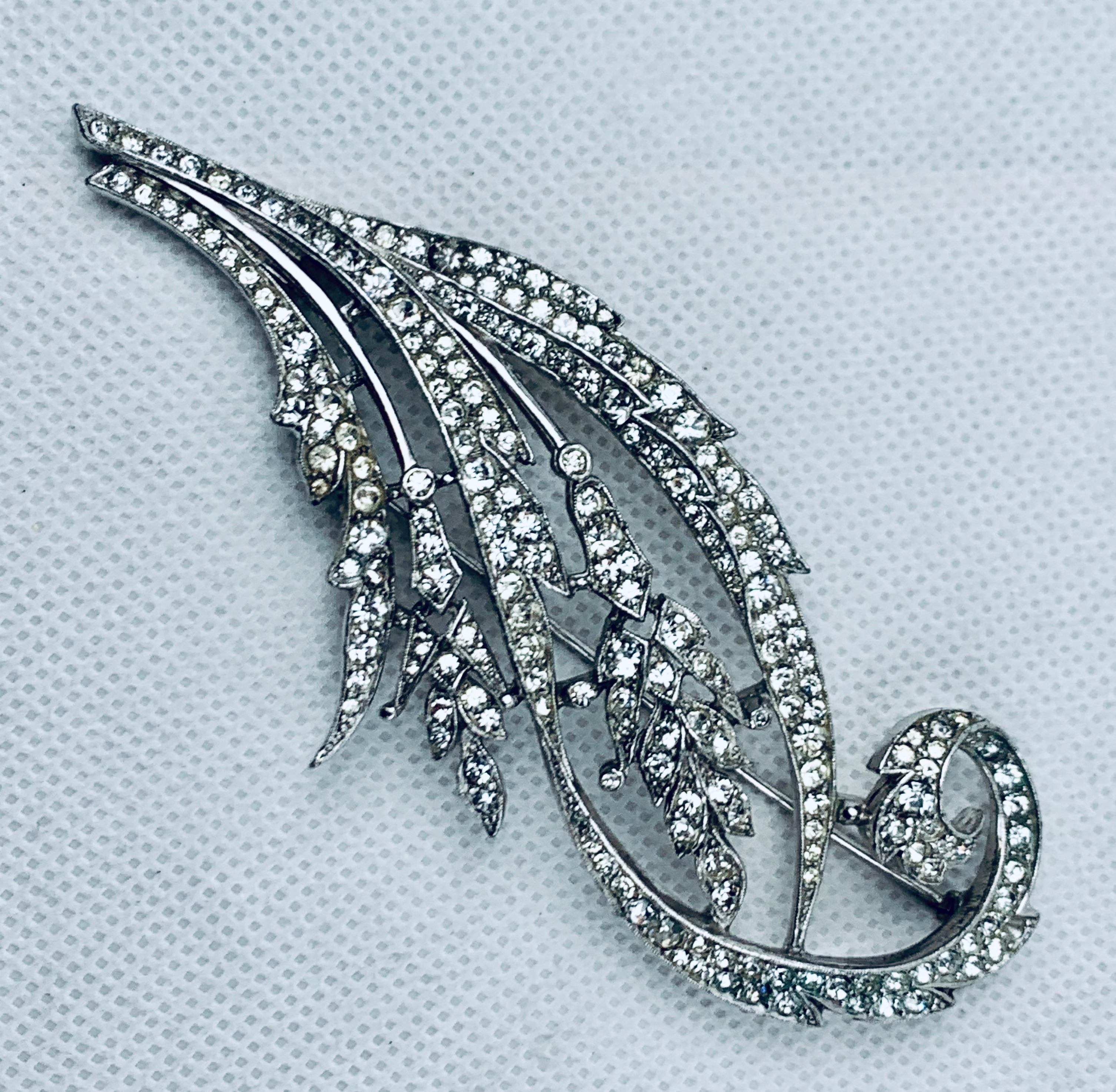 Trifari's Leafy Spray Brooch in Trifanium with Rhinestones, 1941 1