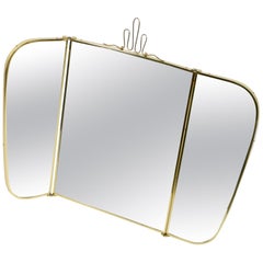 Retro Large Trifold Brass Table Beauty Mirror Midcentury Münchner Zier-Form