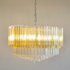 Grande lampadario in vetro Trilobi 'Clear/ Amber', Murano
